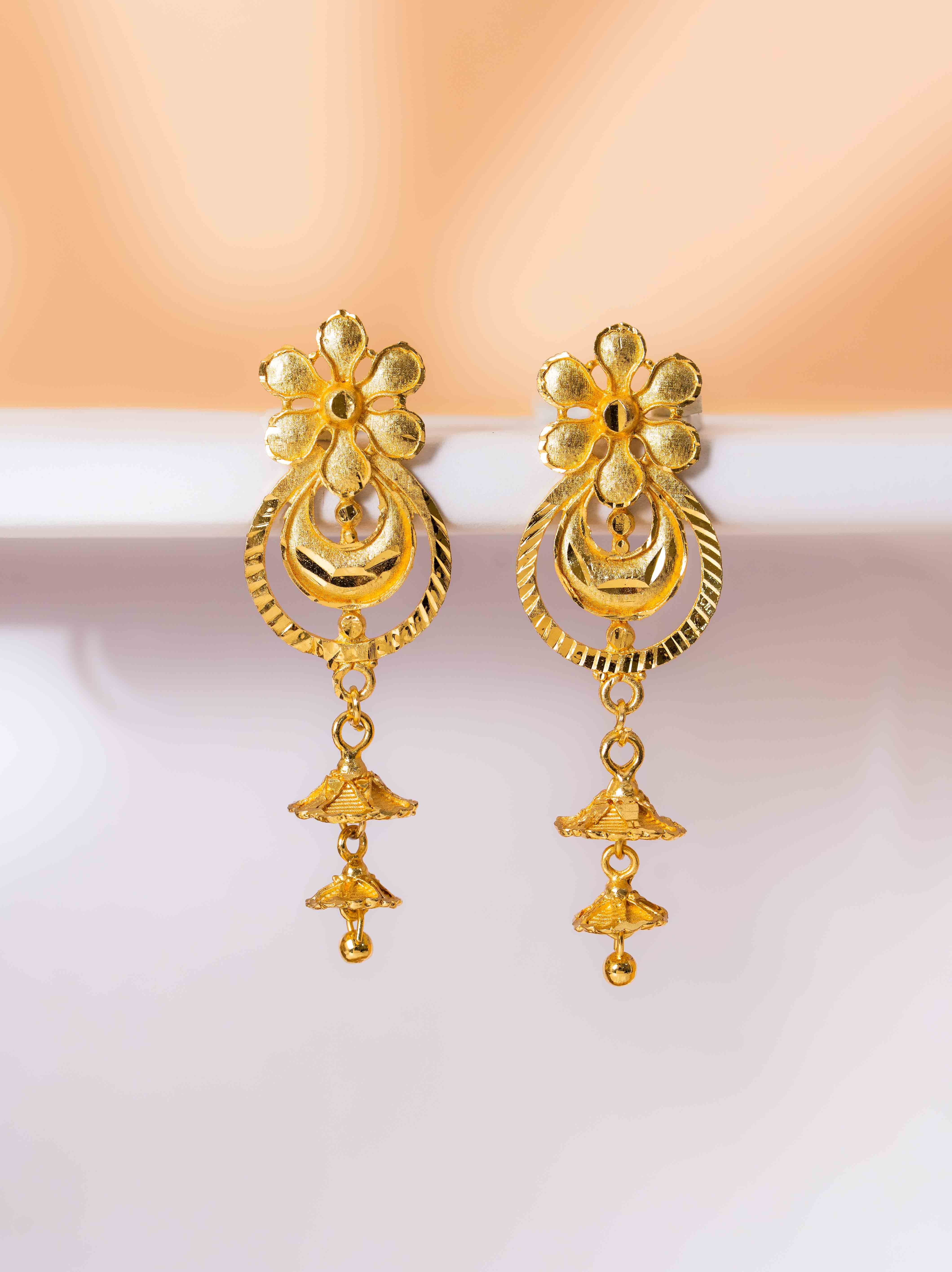 Suryalekha Long Gold Earrings
