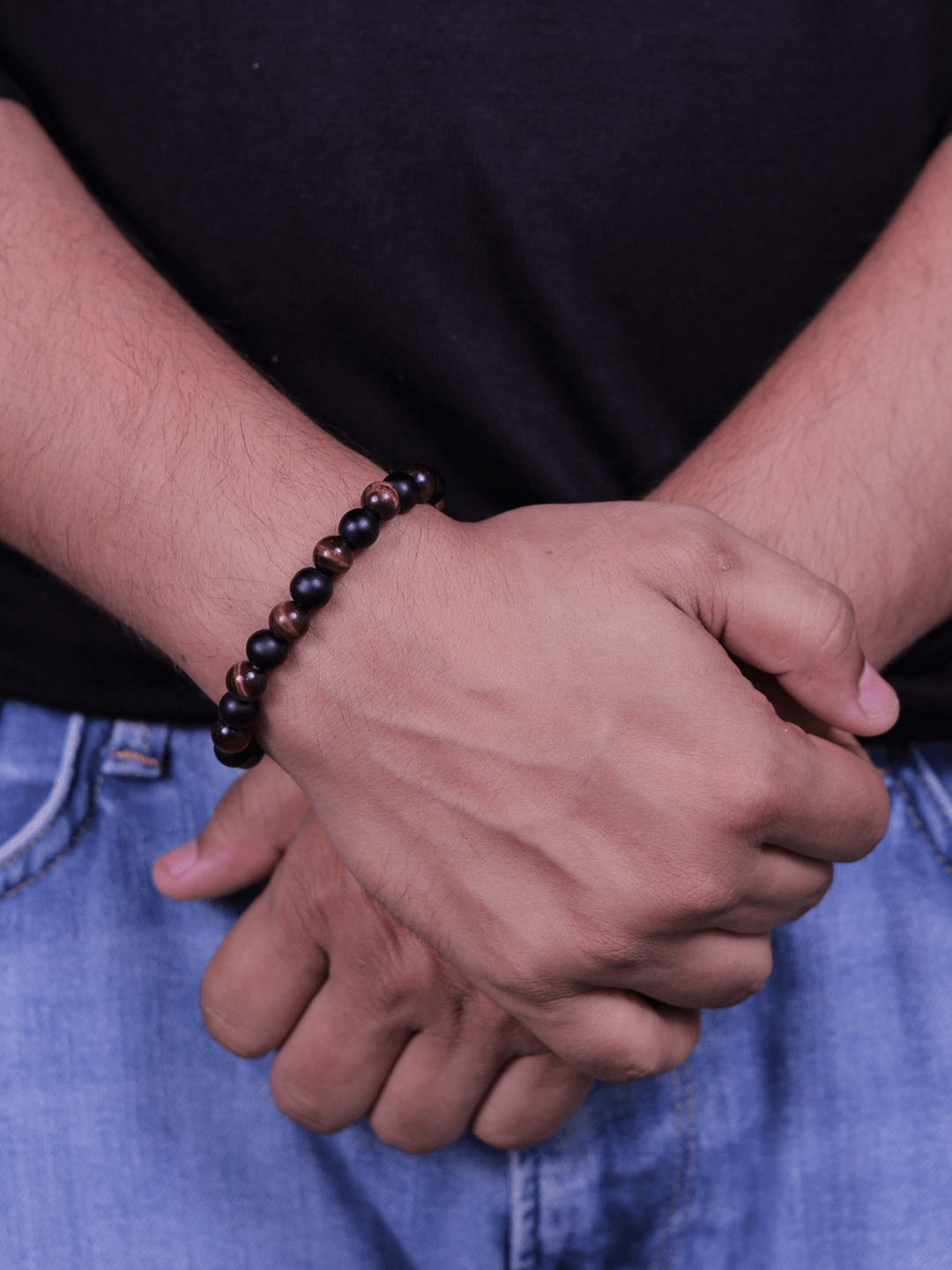 Red Tiger Eye & Black Matte Natural Stone Bracelet (UNISEX) - Zerakijewels