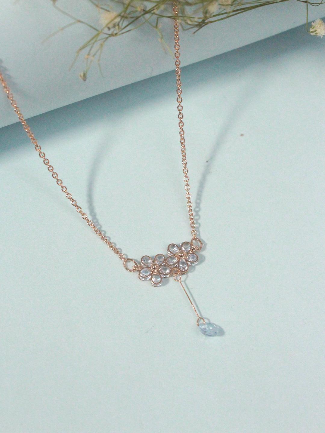 Diamond Drop Flower chain pendant - Zerakijewels