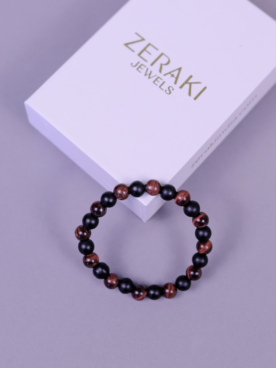 Red Tiger Eye & Black Matte Natural Stone Bracelet (UNISEX) - Zerakijewels