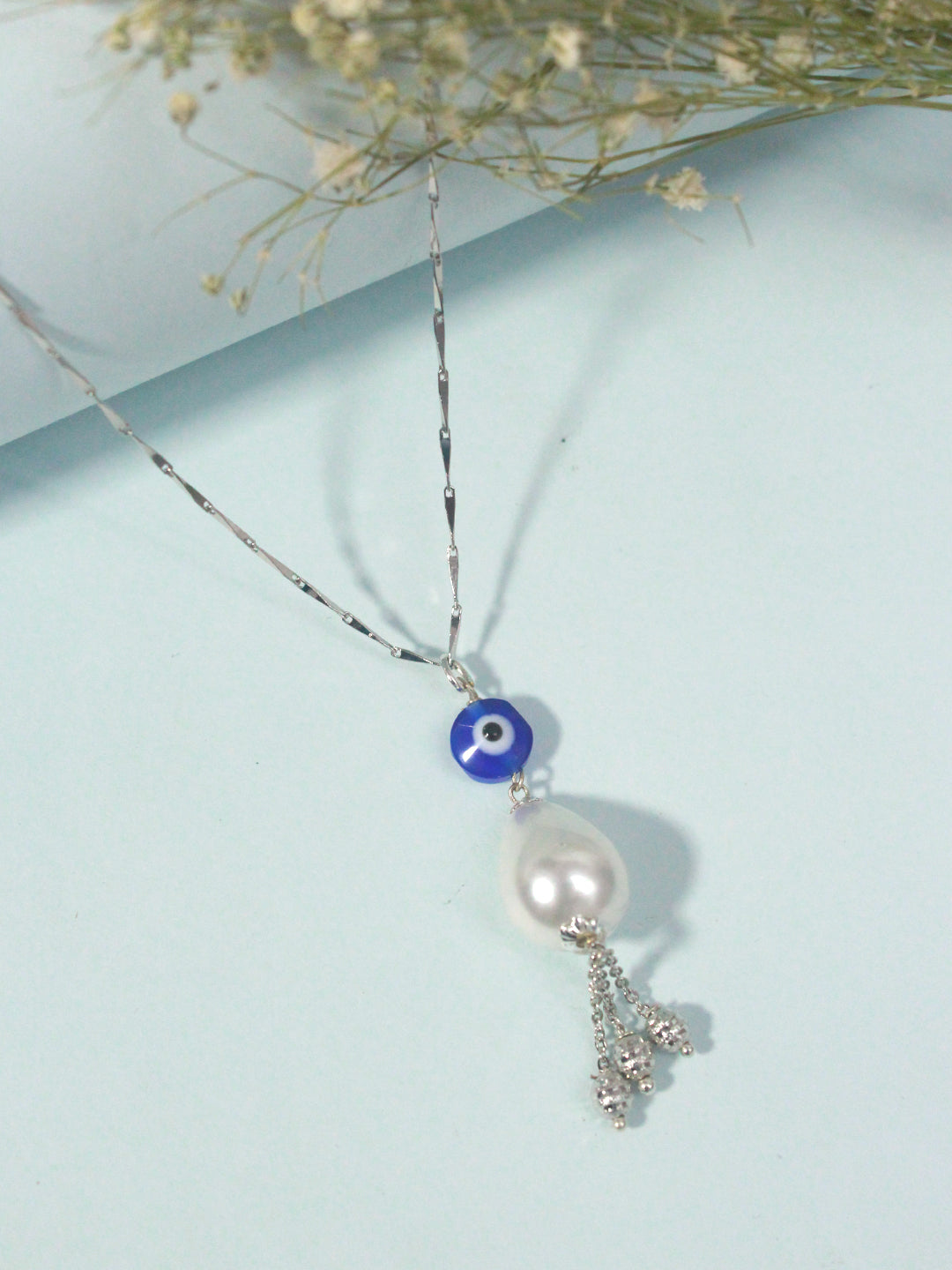 Pearl Oval Shape Evil Eye Pendant