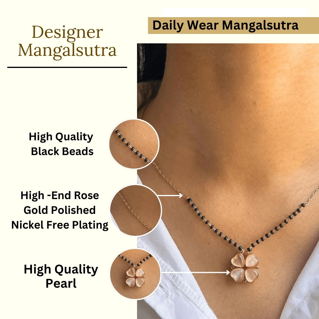 Mother Pearl Clover Mangalsutra