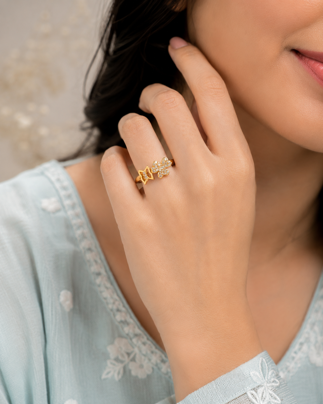 Butterfly Diamond Adjustable Ring