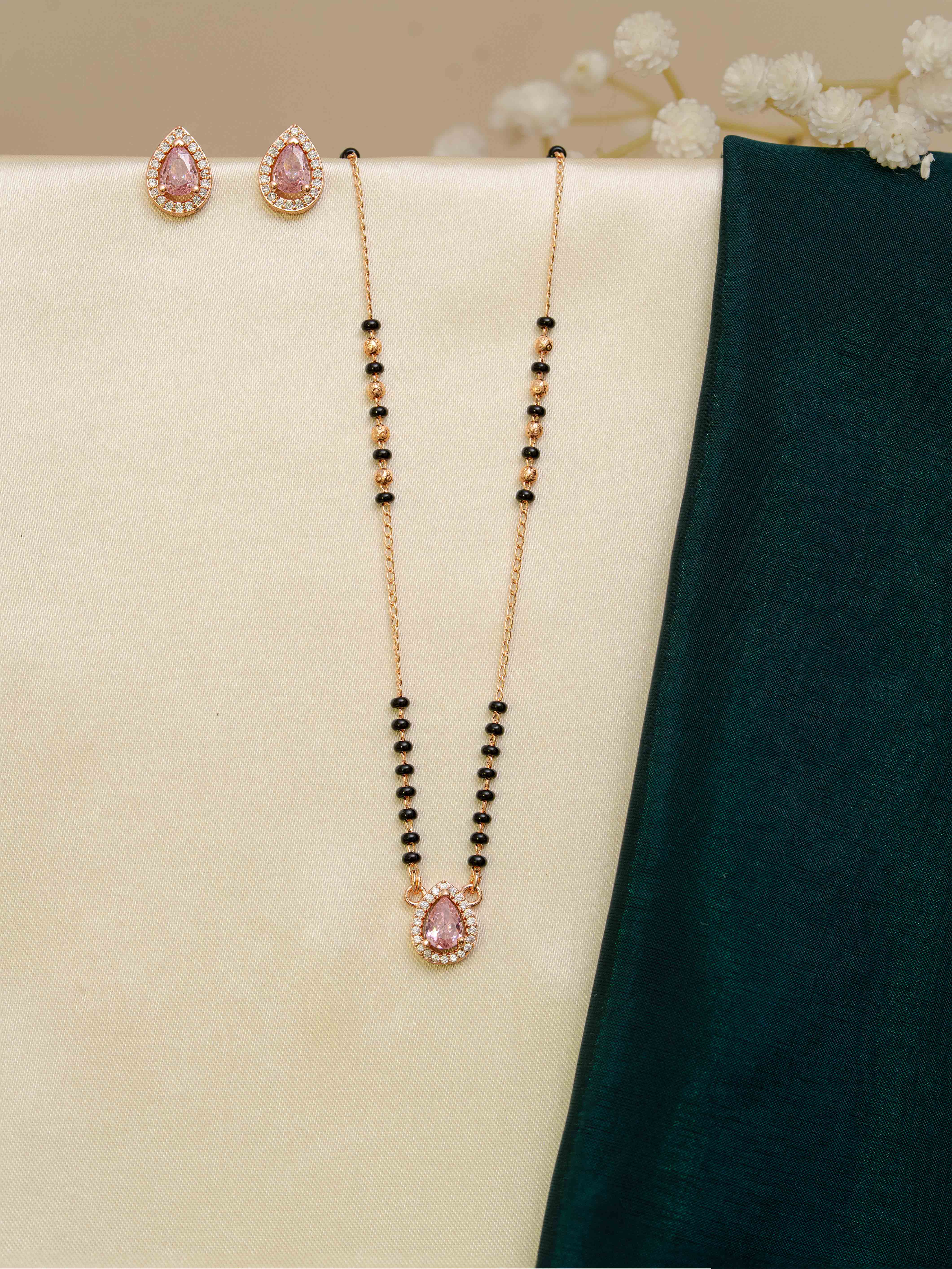 Nayra Pink Mangalsutra with Earrings