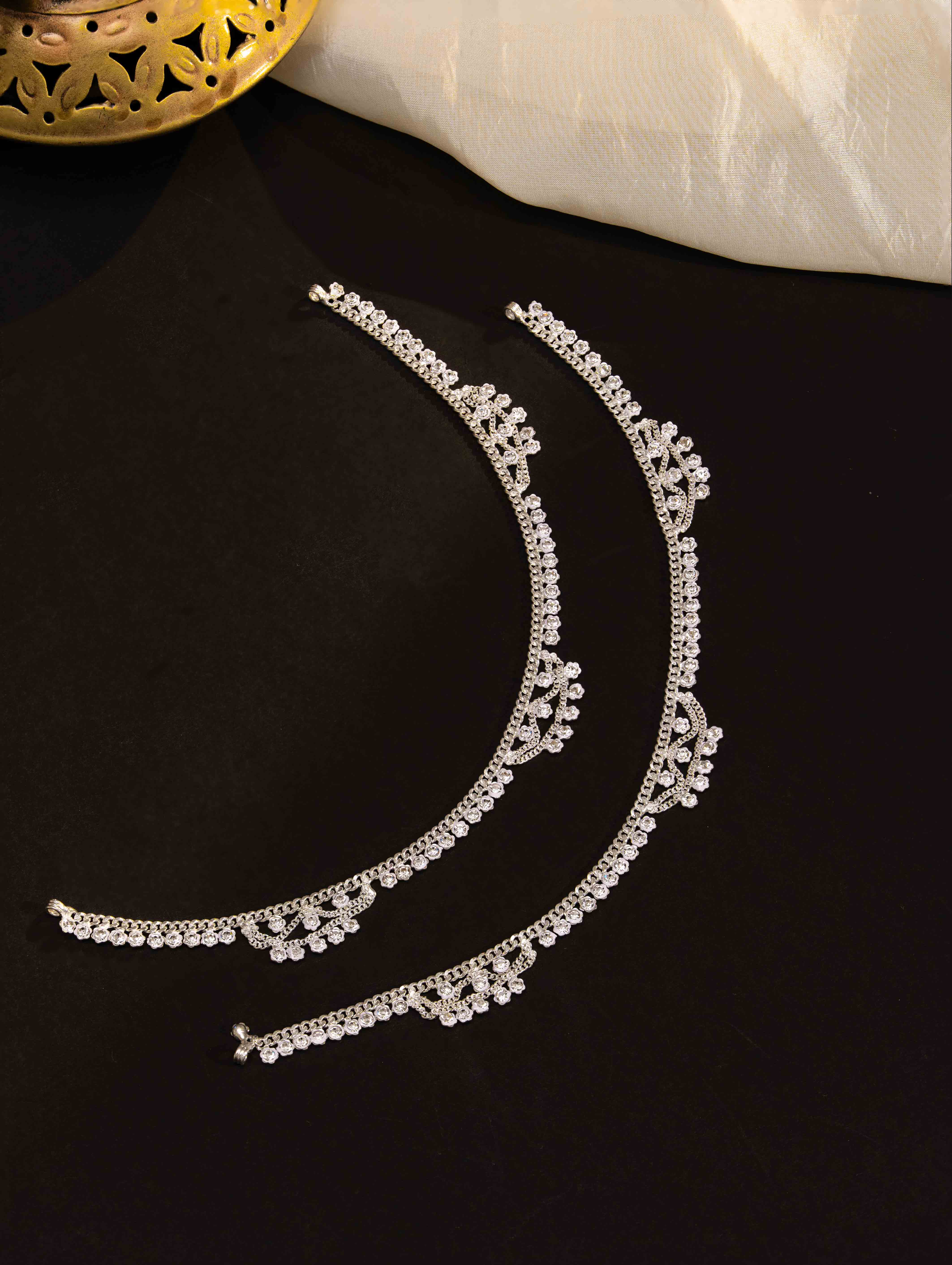 Geneva Silver Payal  (set of 2)