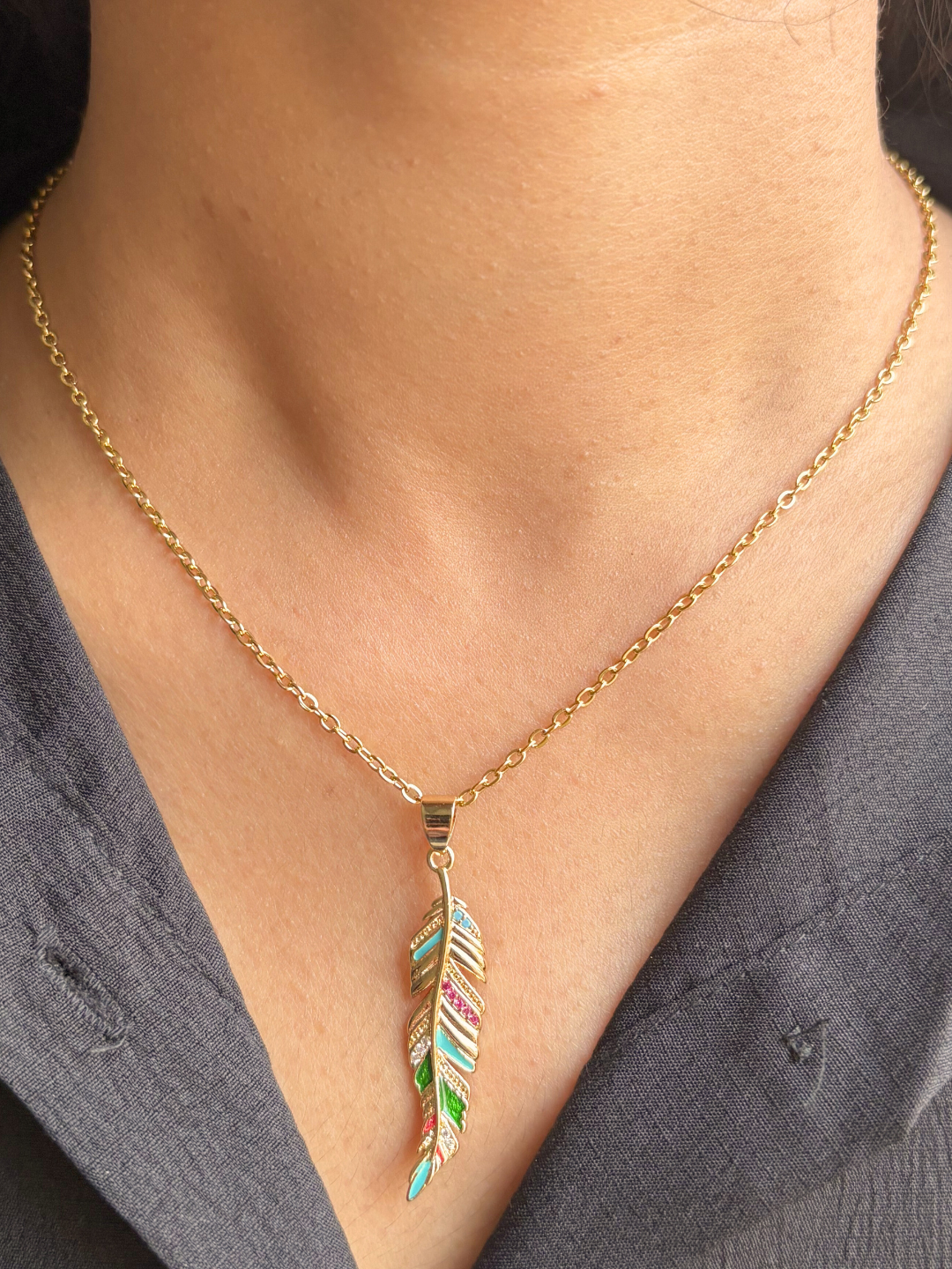 Spectrum Leaf Drop Necklace