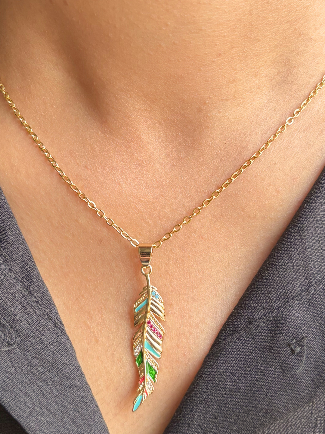 Spectrum Leaf Drop Necklace