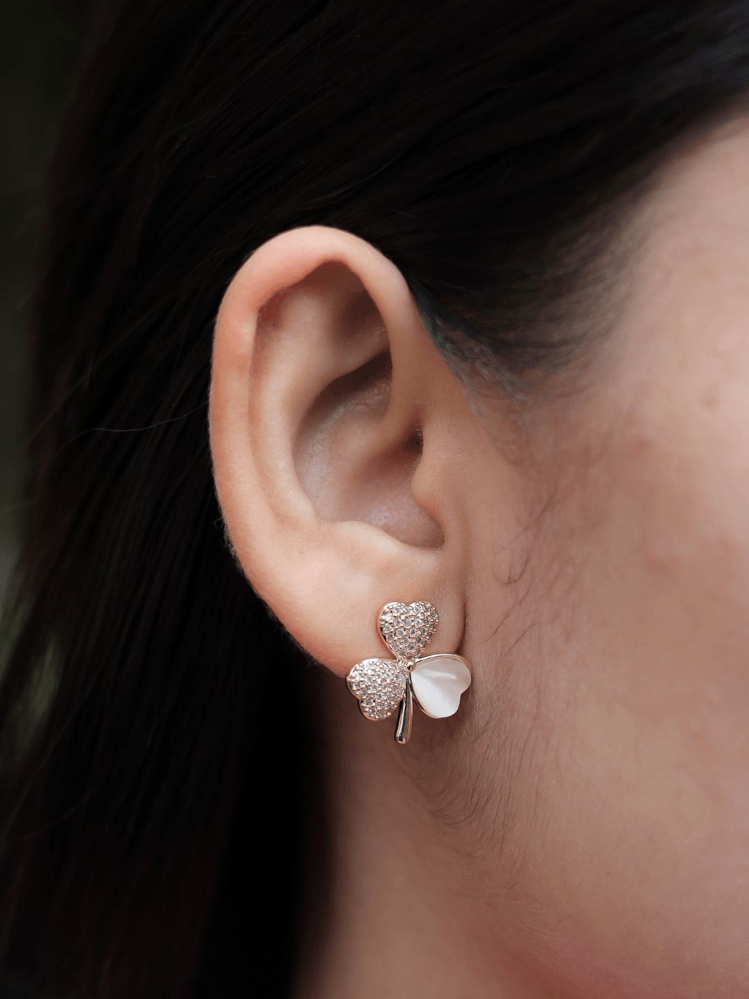 Leafy Diamond Pearl studs - Zerakijewels