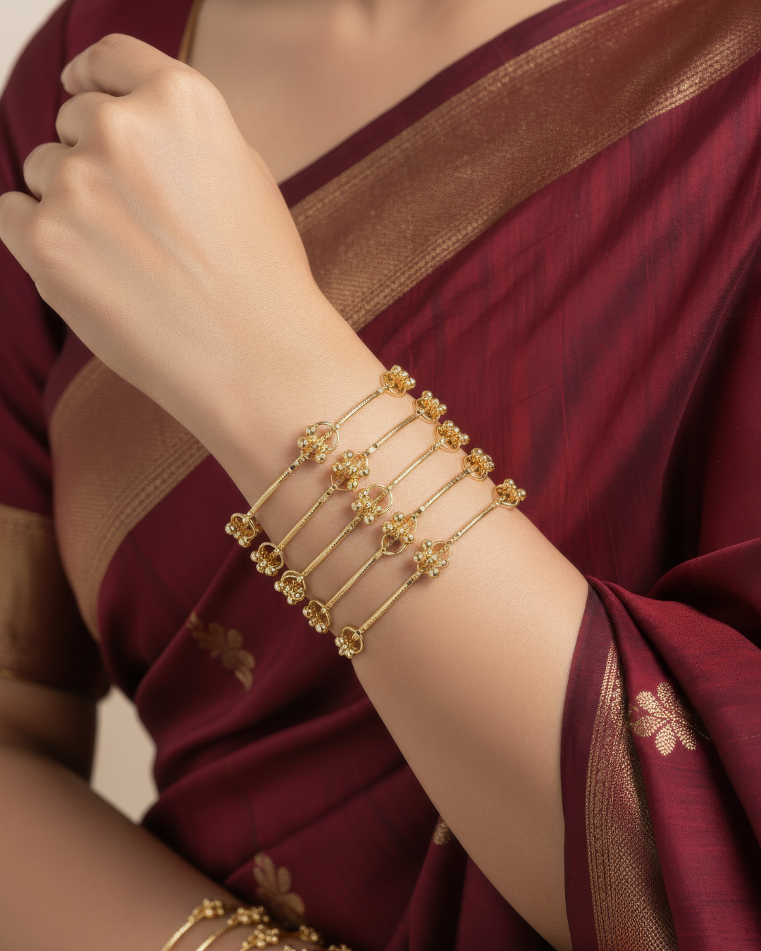 Kashmiri Gold Plated Bangle (Set Of 8)
