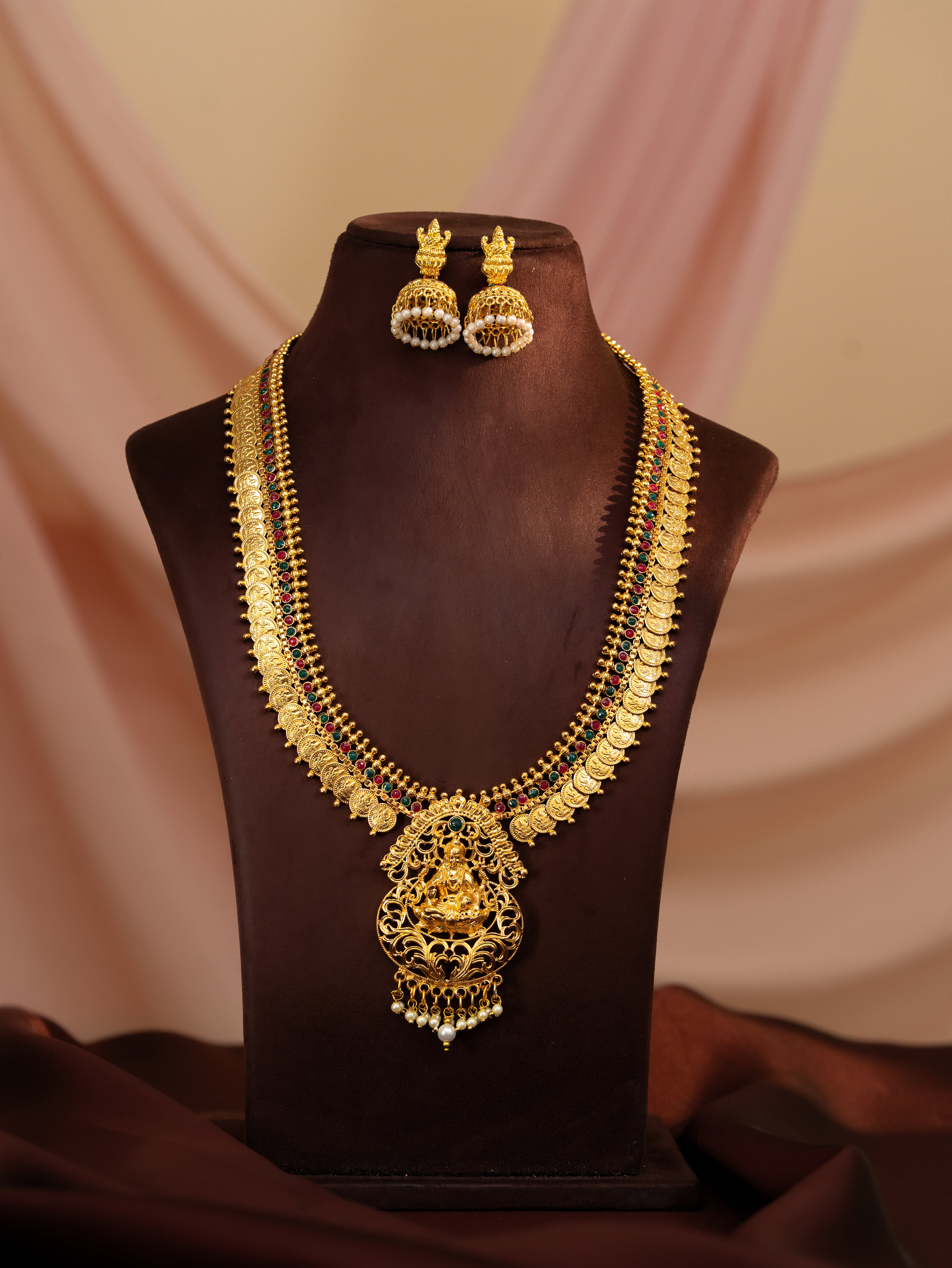 Lakshmika Temple Necklace set (Green)