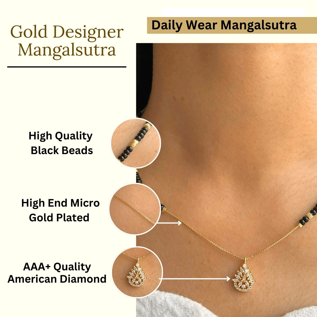 Sara Mangalsutra|Gold Plated