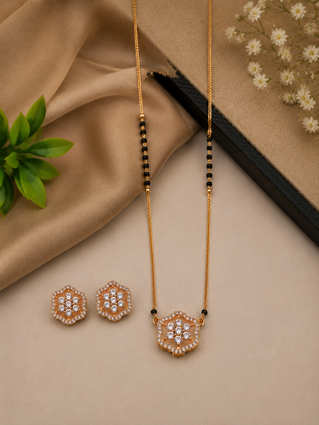 Solitaire Mangalsutra With Earrings
