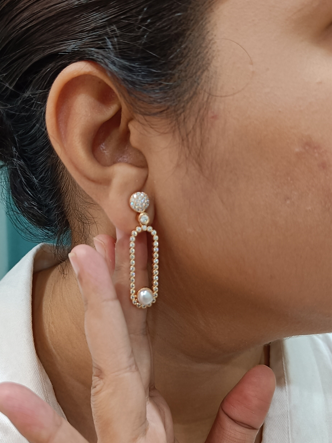 Pearl Embellished Dangle Studs - Zerakijewels