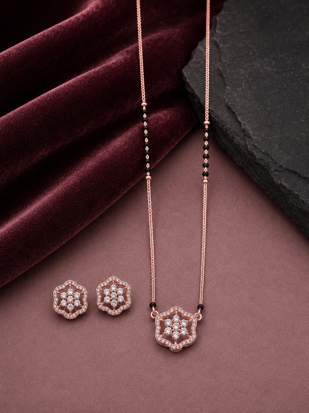 Solitaire Mangalsutra With Earrings
