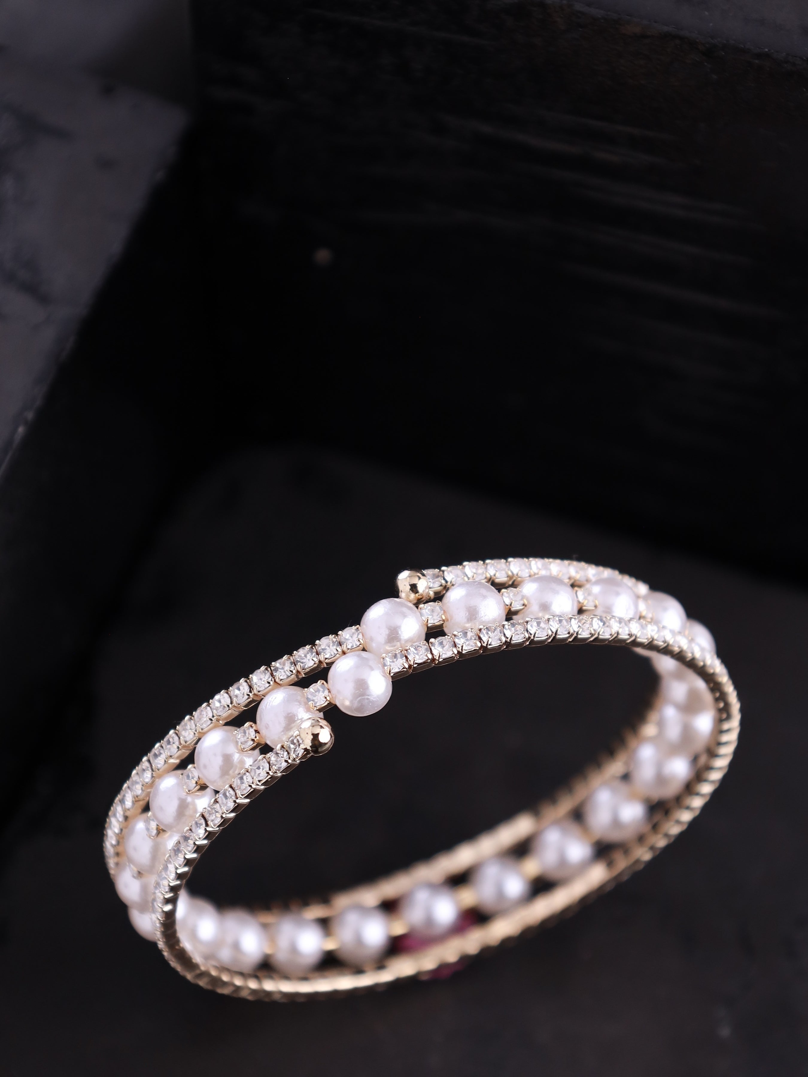 White Beads Gold Bracelet