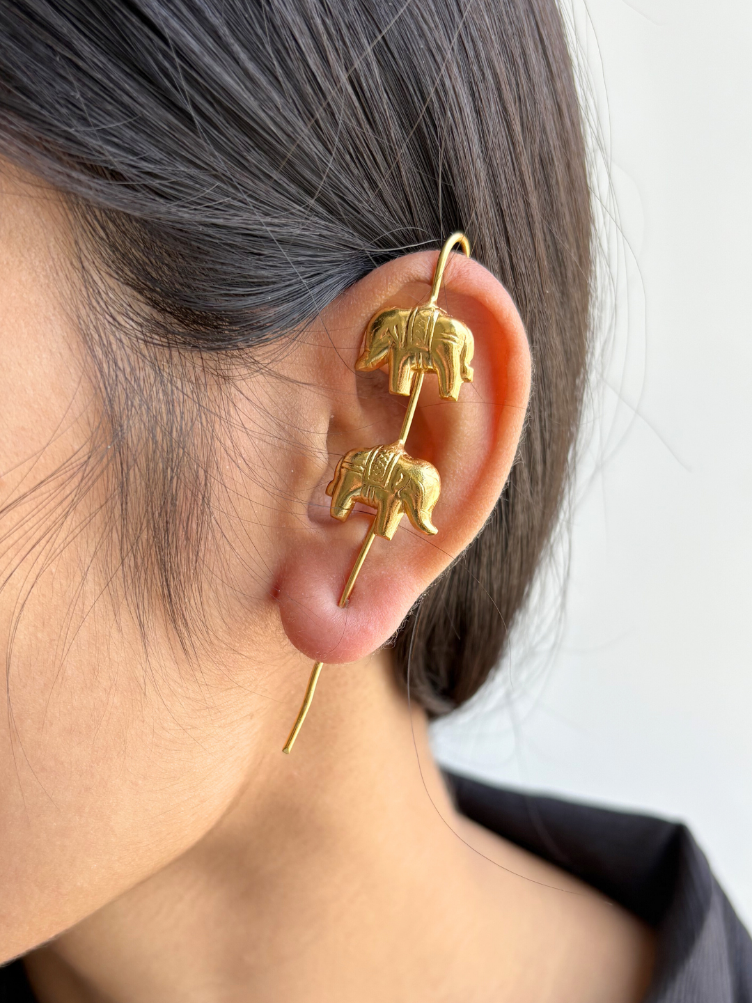 Elephant Gold Plated Ear Cuffs