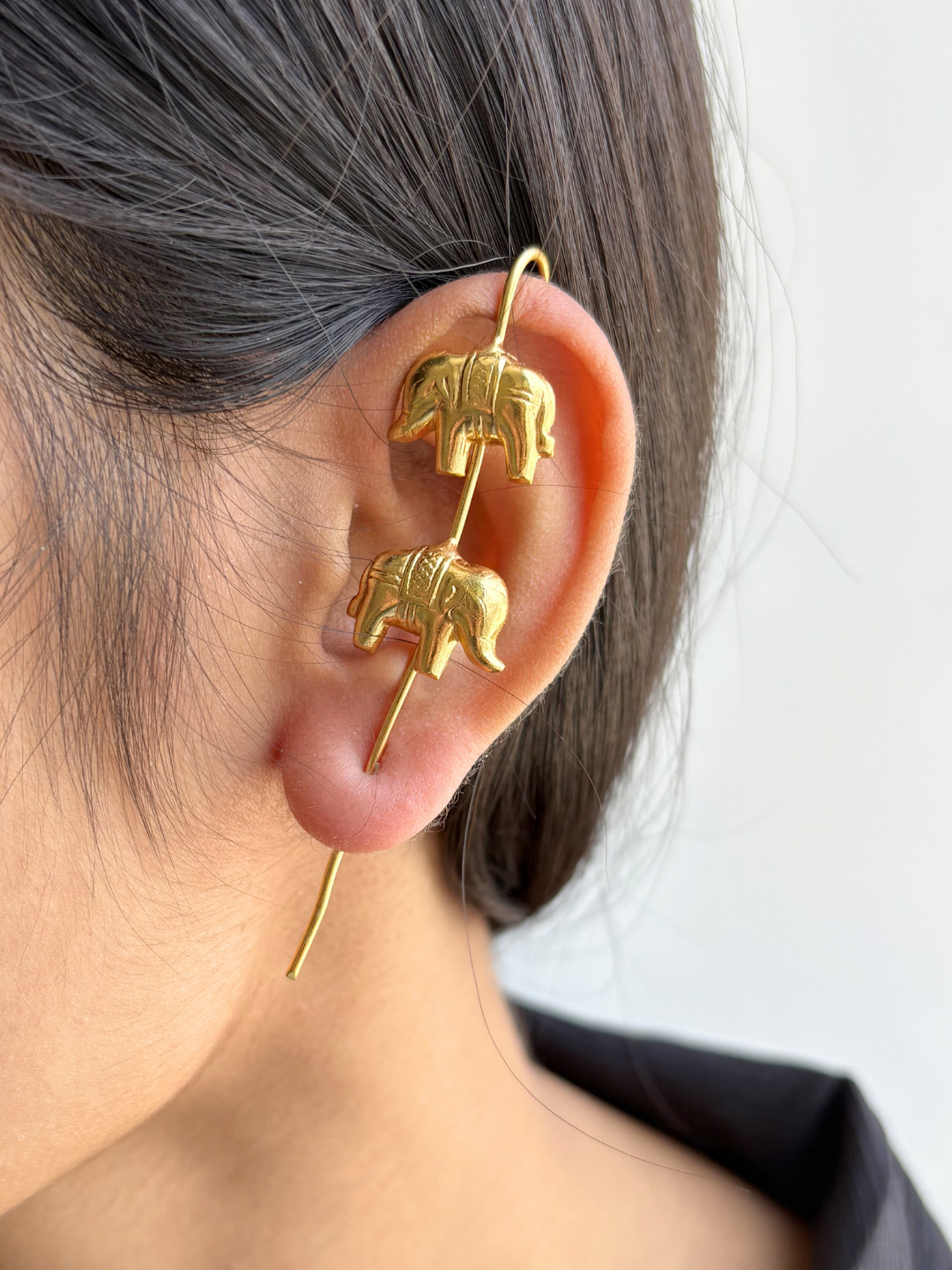 Elephant Gold Plated Ear Cuffs