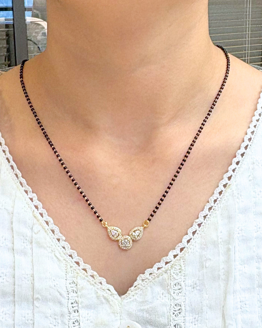 Mia Gold full Black Beads Mangalsutra