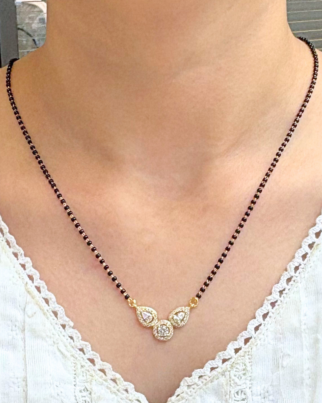 Mia Gold full Black Beads Mangalsutra