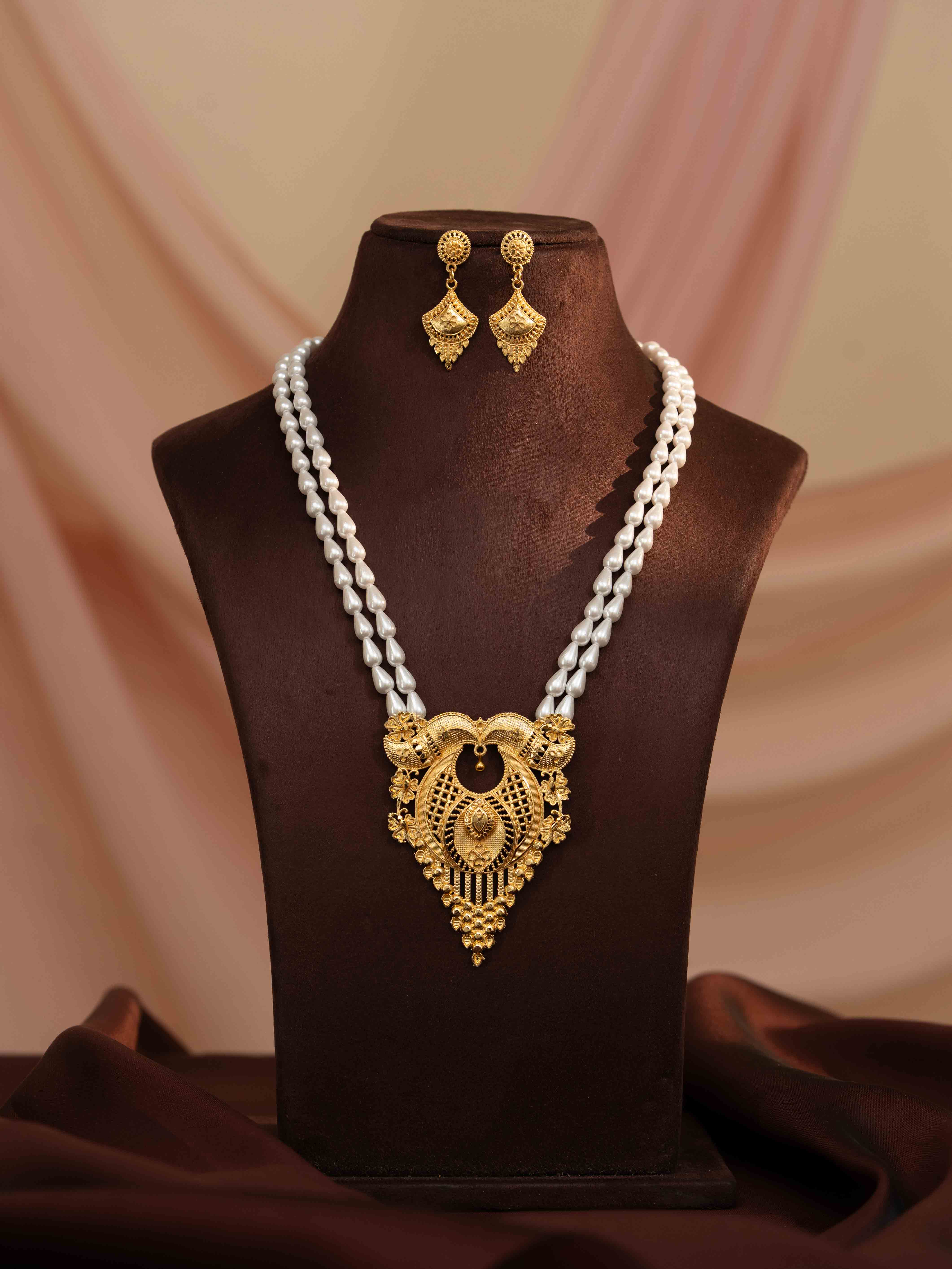 Triveni Long Gold Necklace set