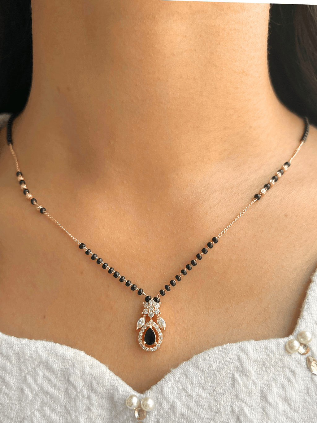 Short Mangalsutra Design Black Beads Chain Locket Designs Modern