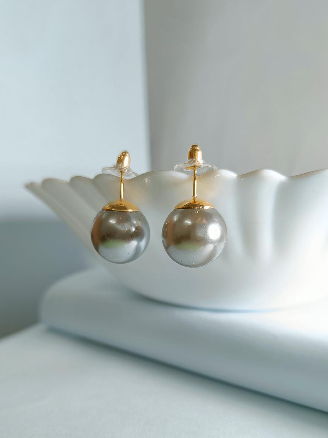 Charcoal Ball Earrings - Zeraki Jewels 