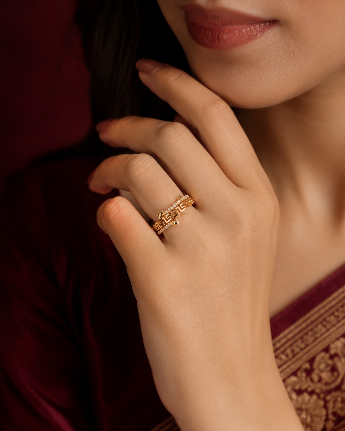 Crimson Orbit Adjustable Ring