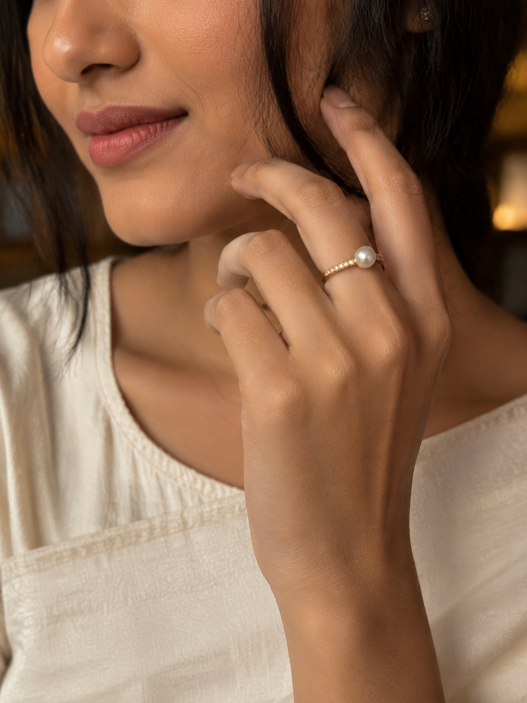 Pearl Adjustable Ring