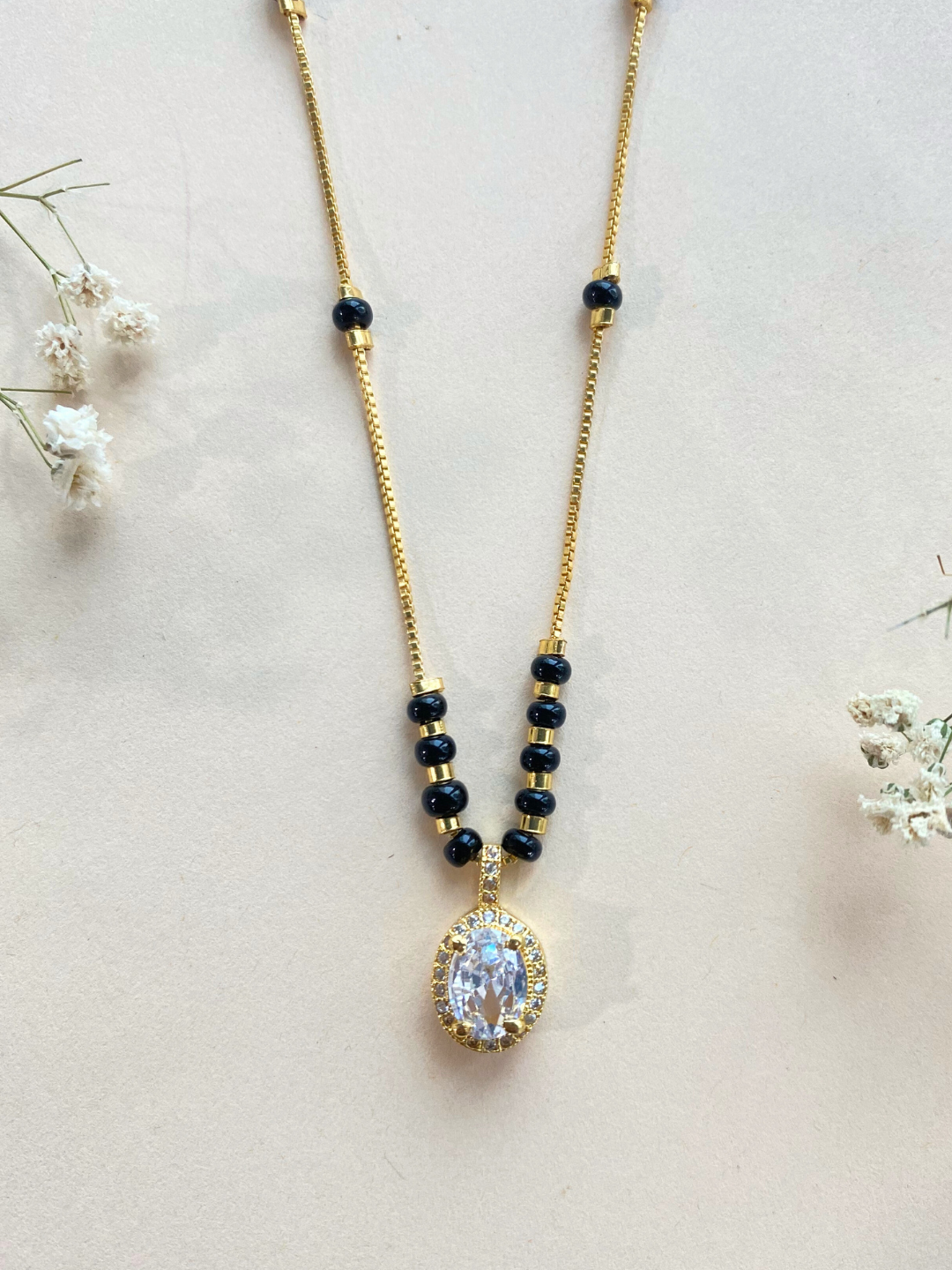 Mangalsutra with less black beads hot sale