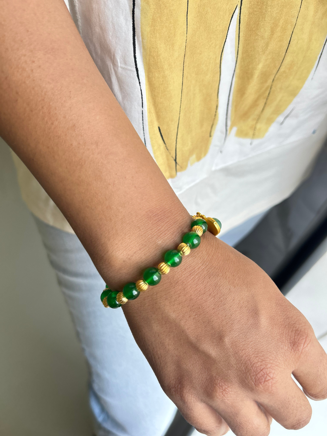 Green and Golden Onyx Bracelet - Zerakijewels