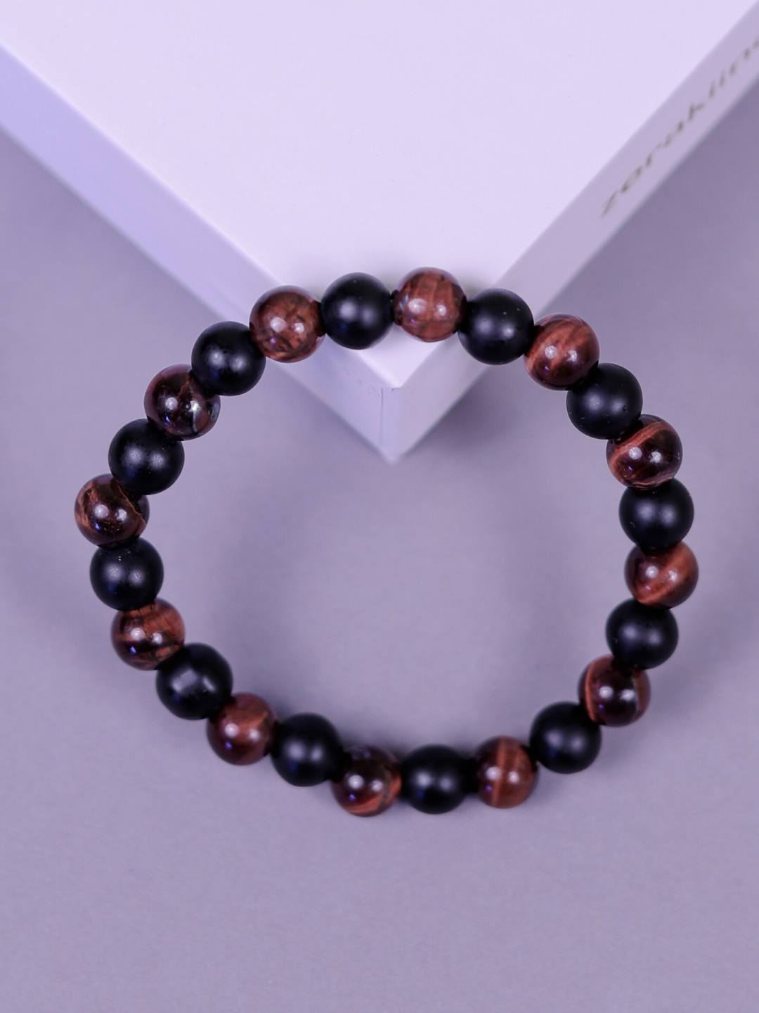 Red Tiger Eye & Black Matte Natural Stone Bracelet (UNISEX) - Zerakijewels