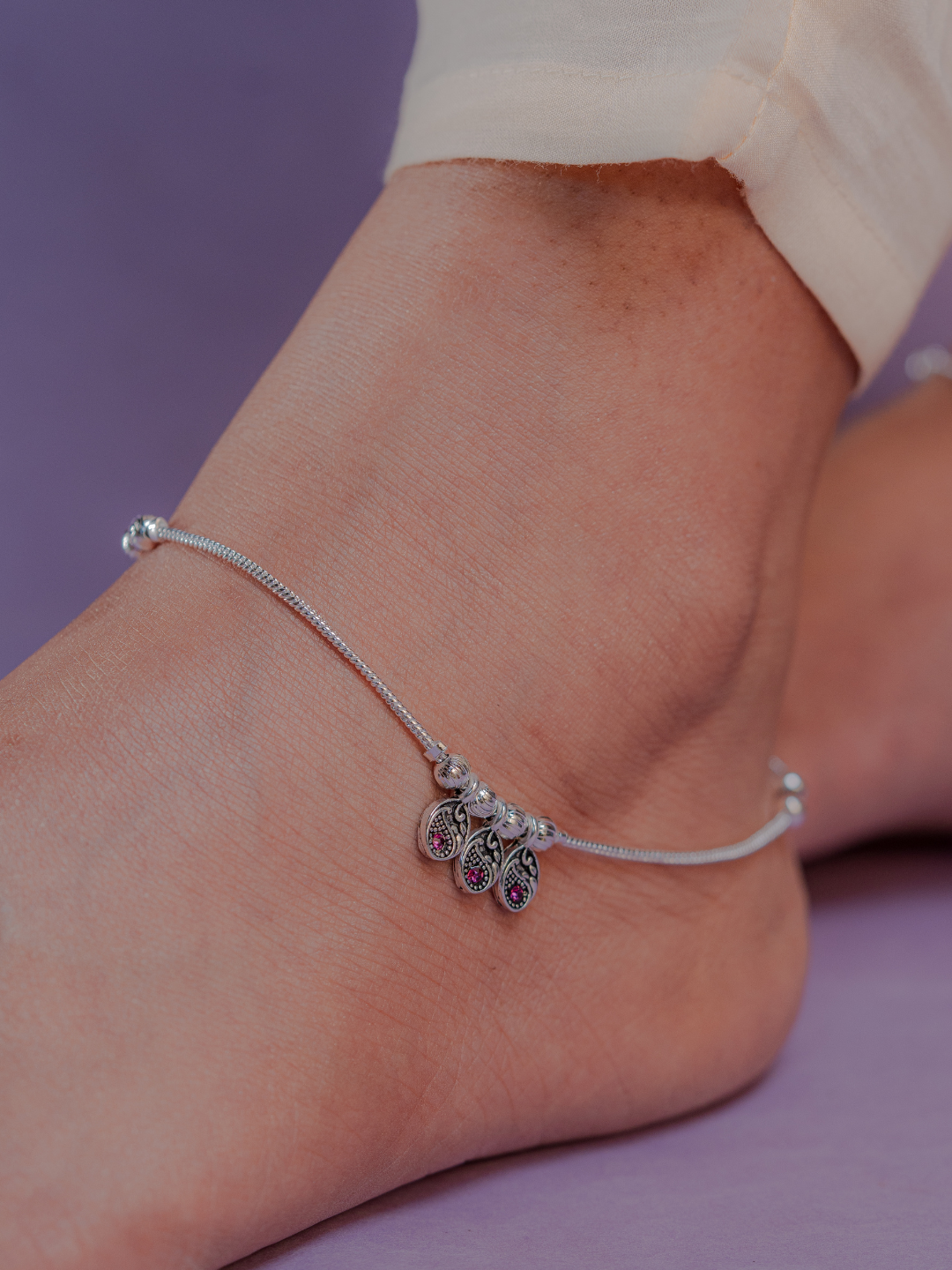 Sheryl Anklet. (Silver Plated set of 2 )