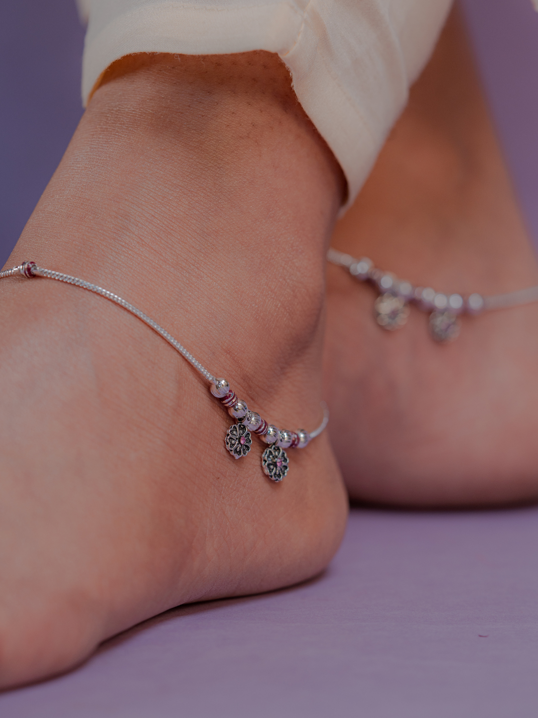 Avni Anklet  ( Silver Plated set of 2)