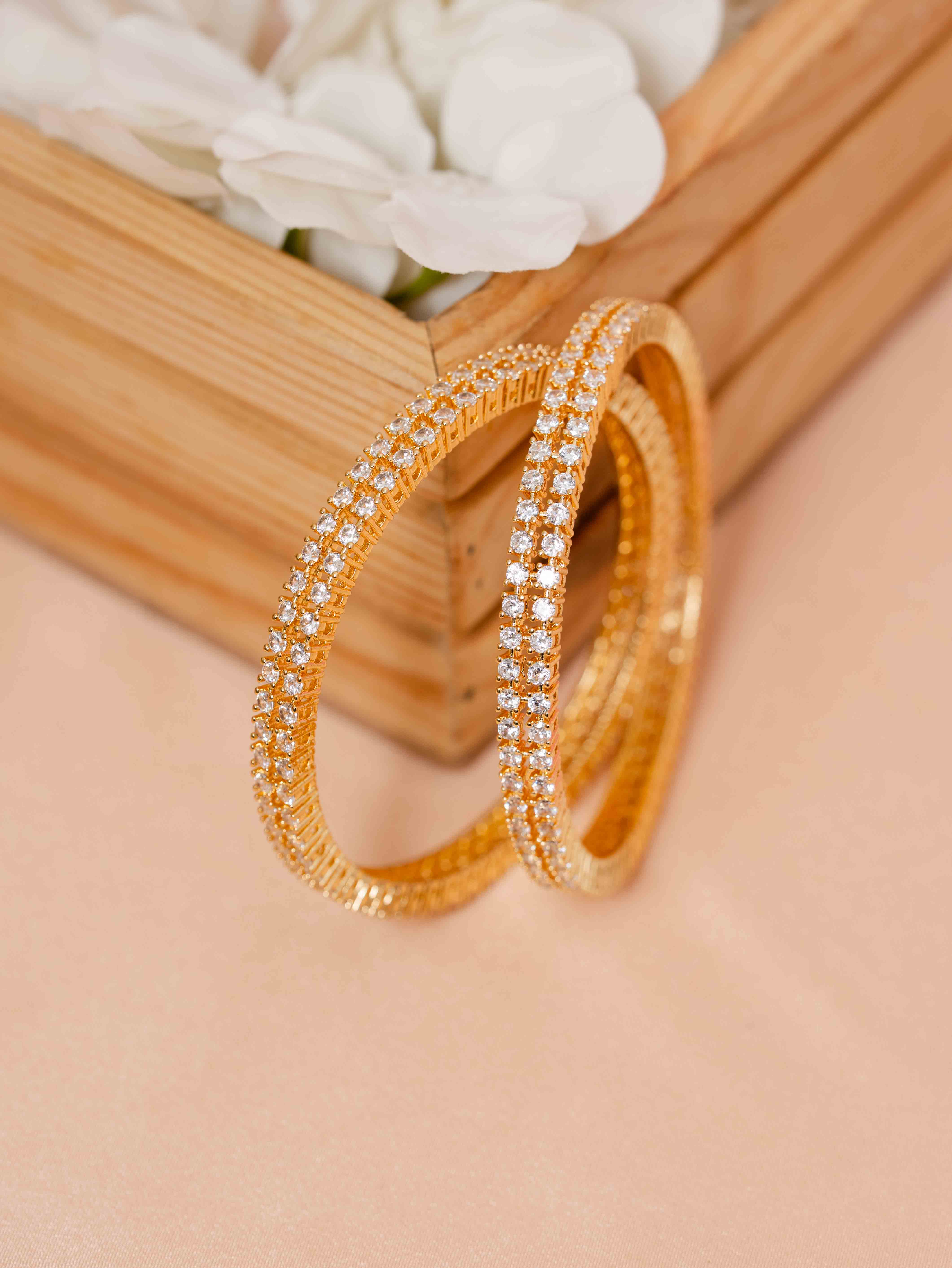 Diamond Studded Bangle (Set Of 2)