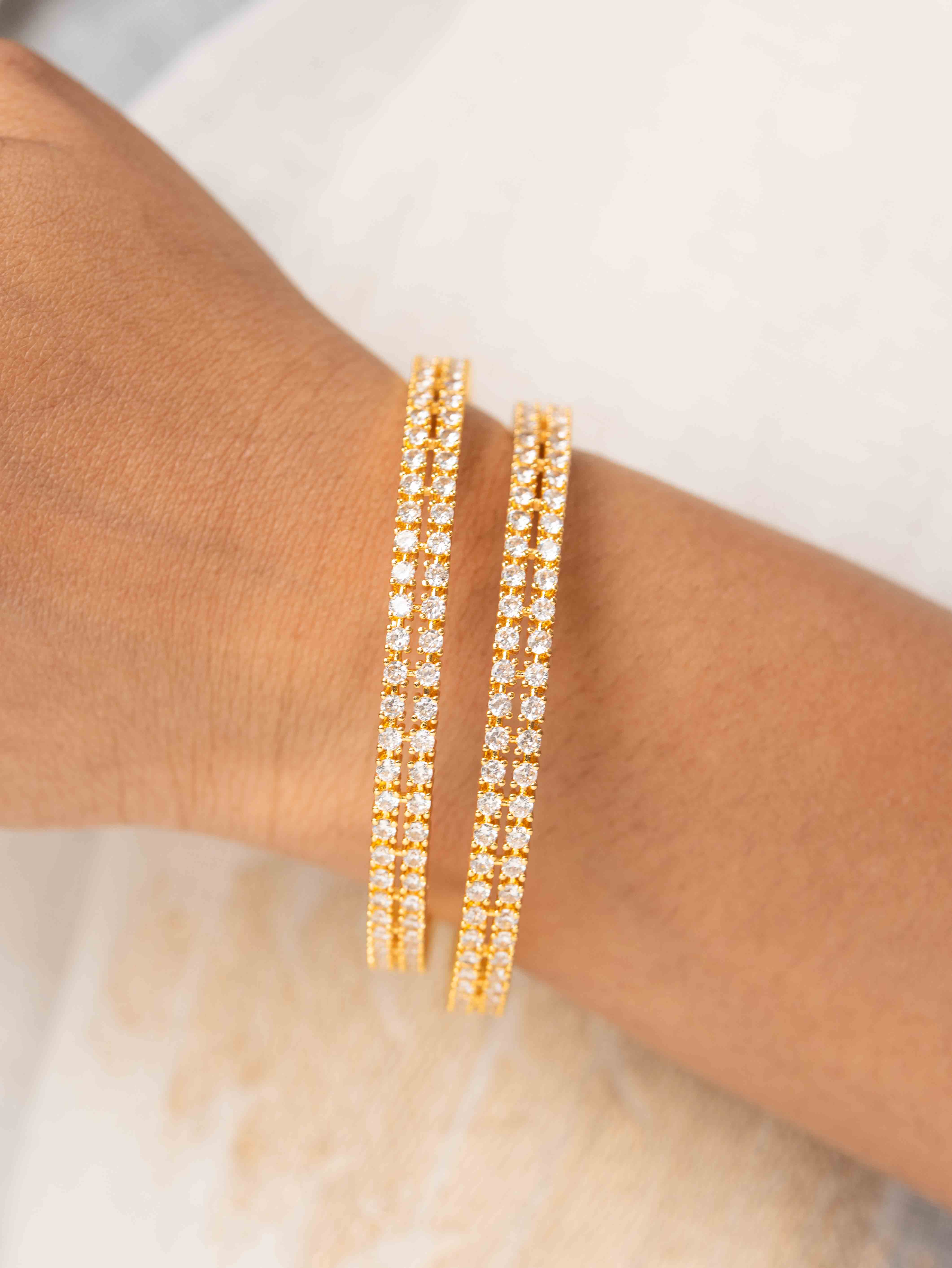 Diamond Studded Bangle (Set Of 2)