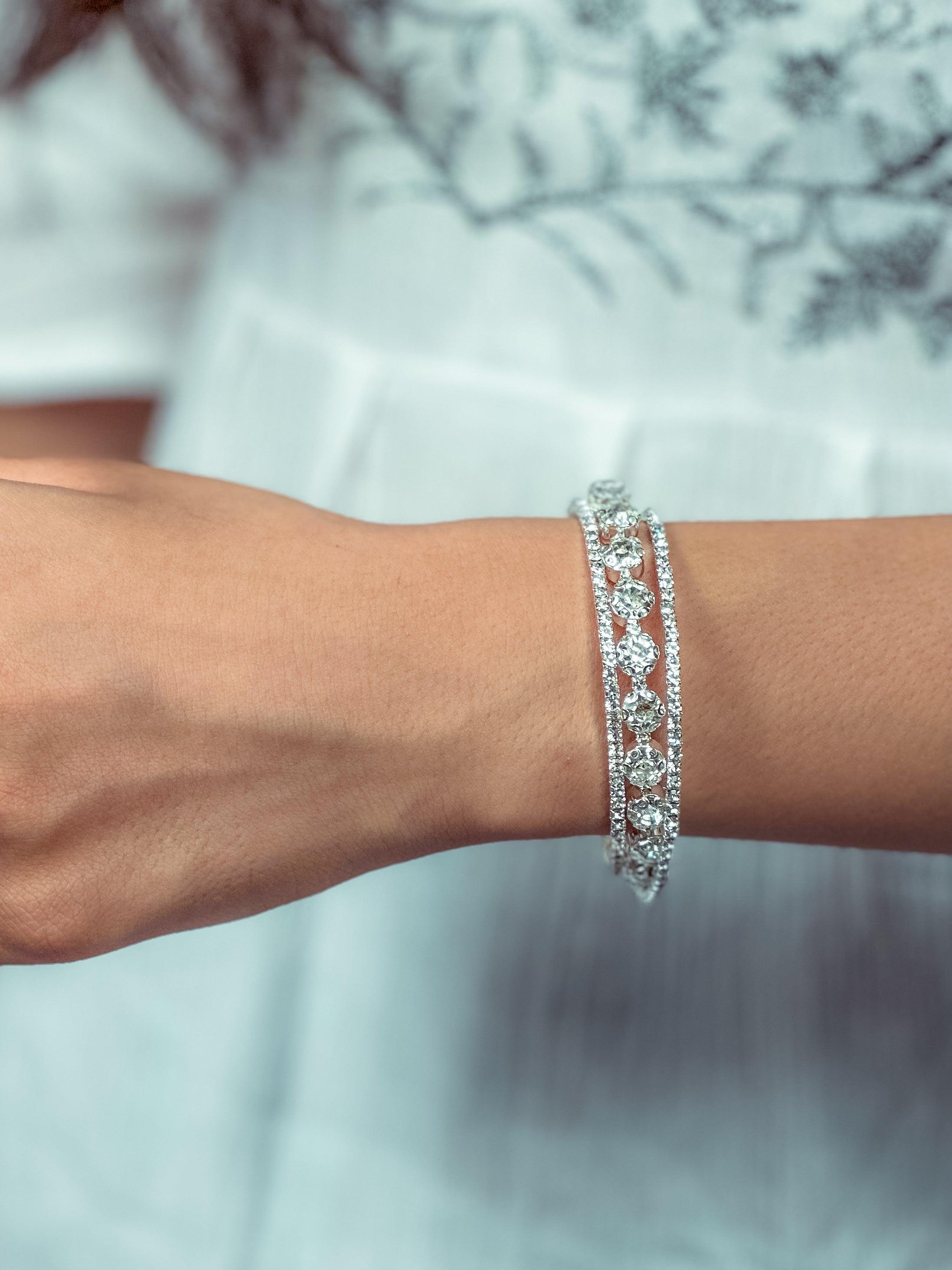 Diamond studded silver bracelet - Zeraki Jewels 