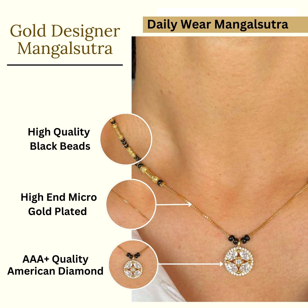 Diamond Solitaire Mangalsutra|Gold Plated