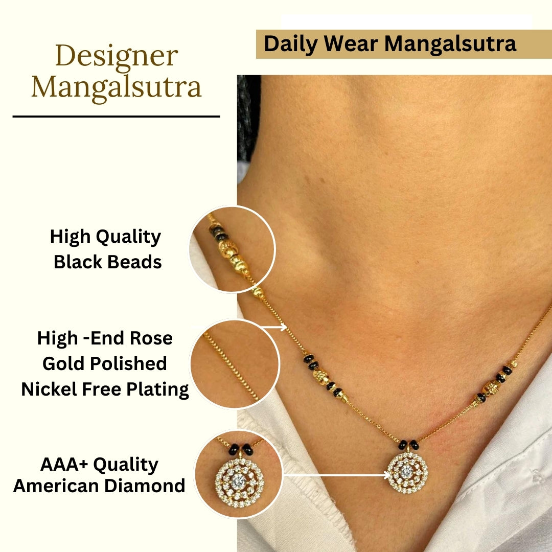 Diamond Studded Minimal Mangalsutra| Gold Plated