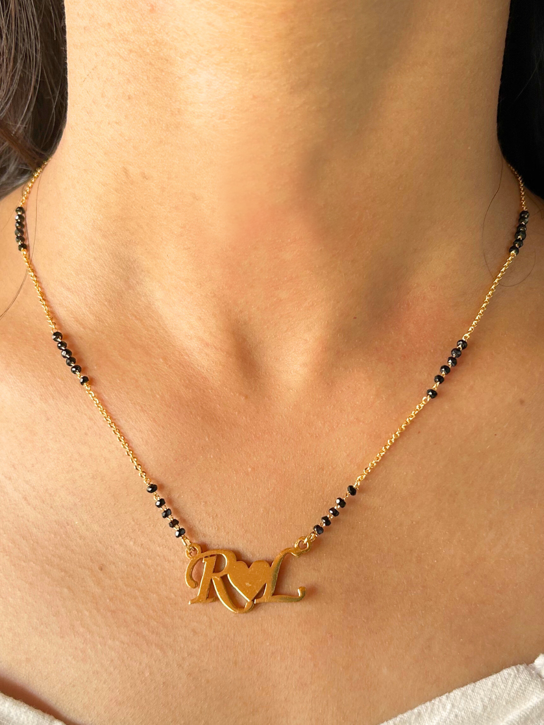Initial Minimal Mangalsutra With 2 Letters 