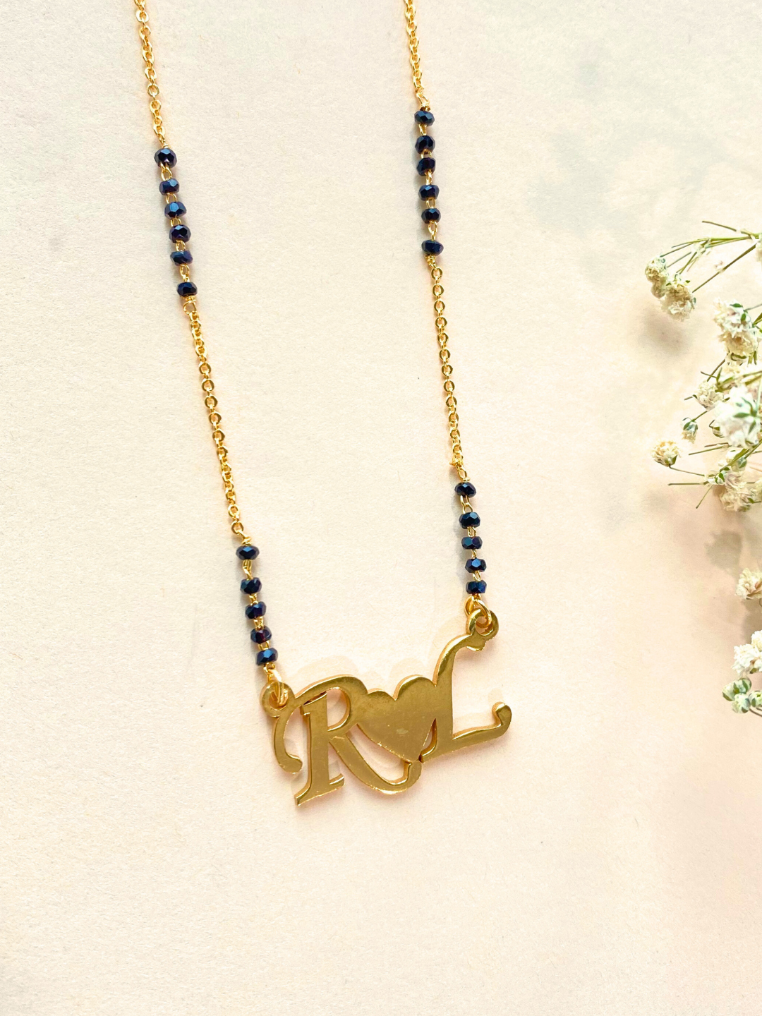 Initial Minimal Mangalsutra With 2 Letters 