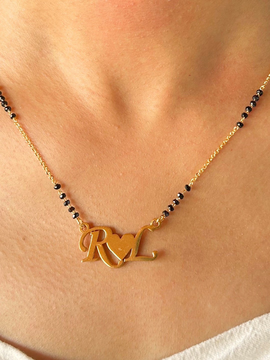 Initial Minimal Mangalsutra With 2 Letters ( Customized Letter)