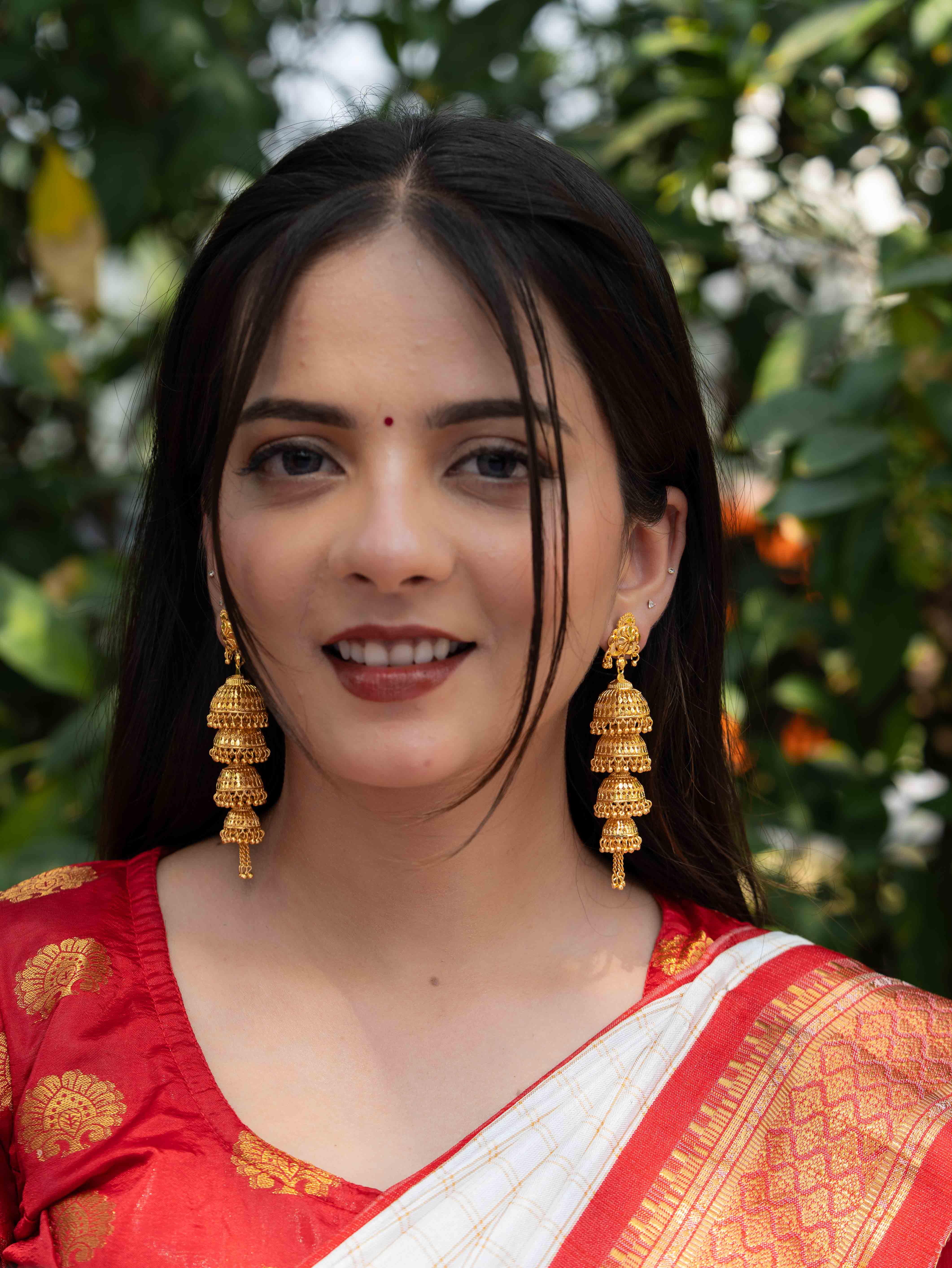 Bhavya Long Gold Earrings