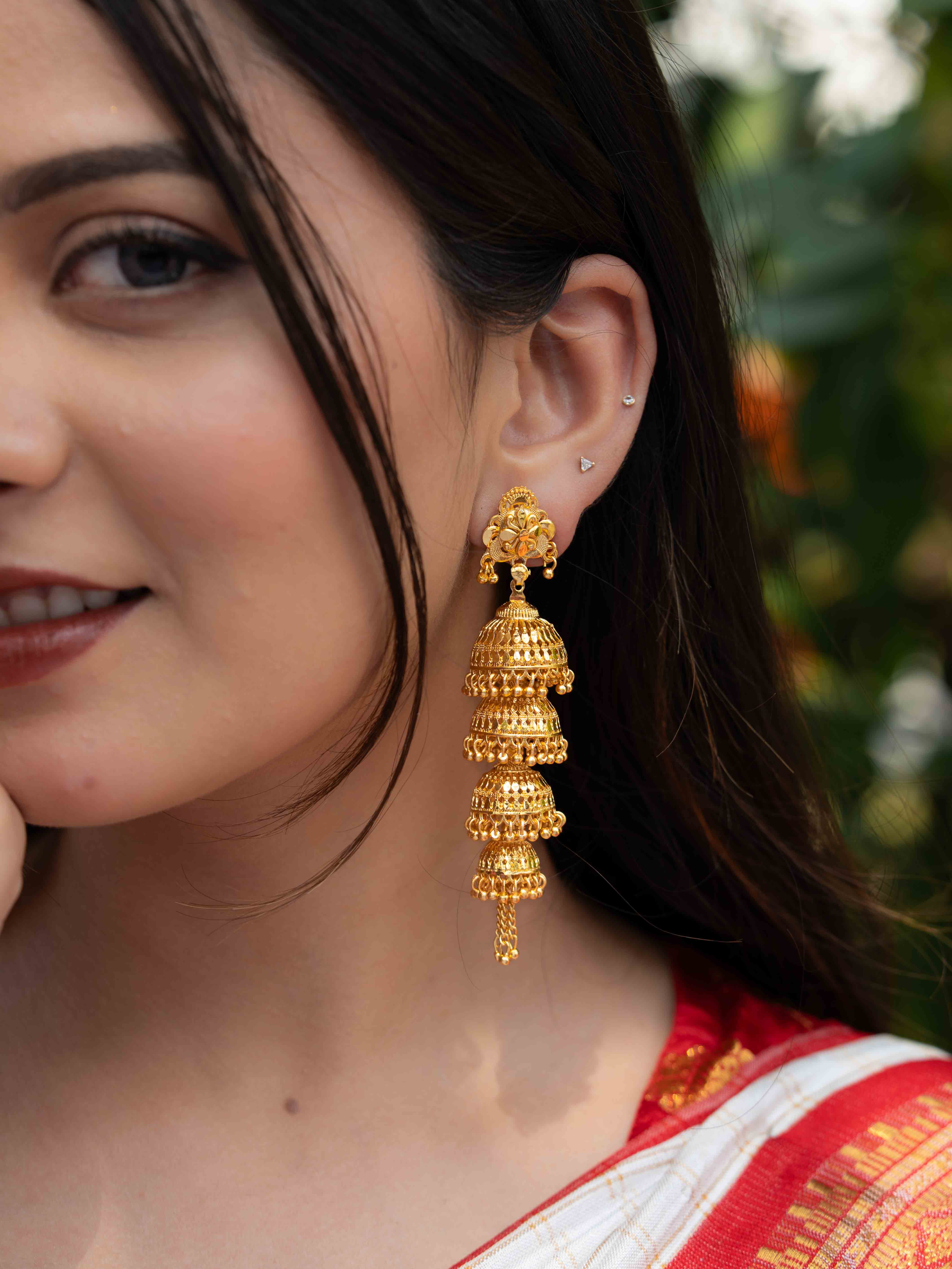 Bhavya Long Gold Earrings
