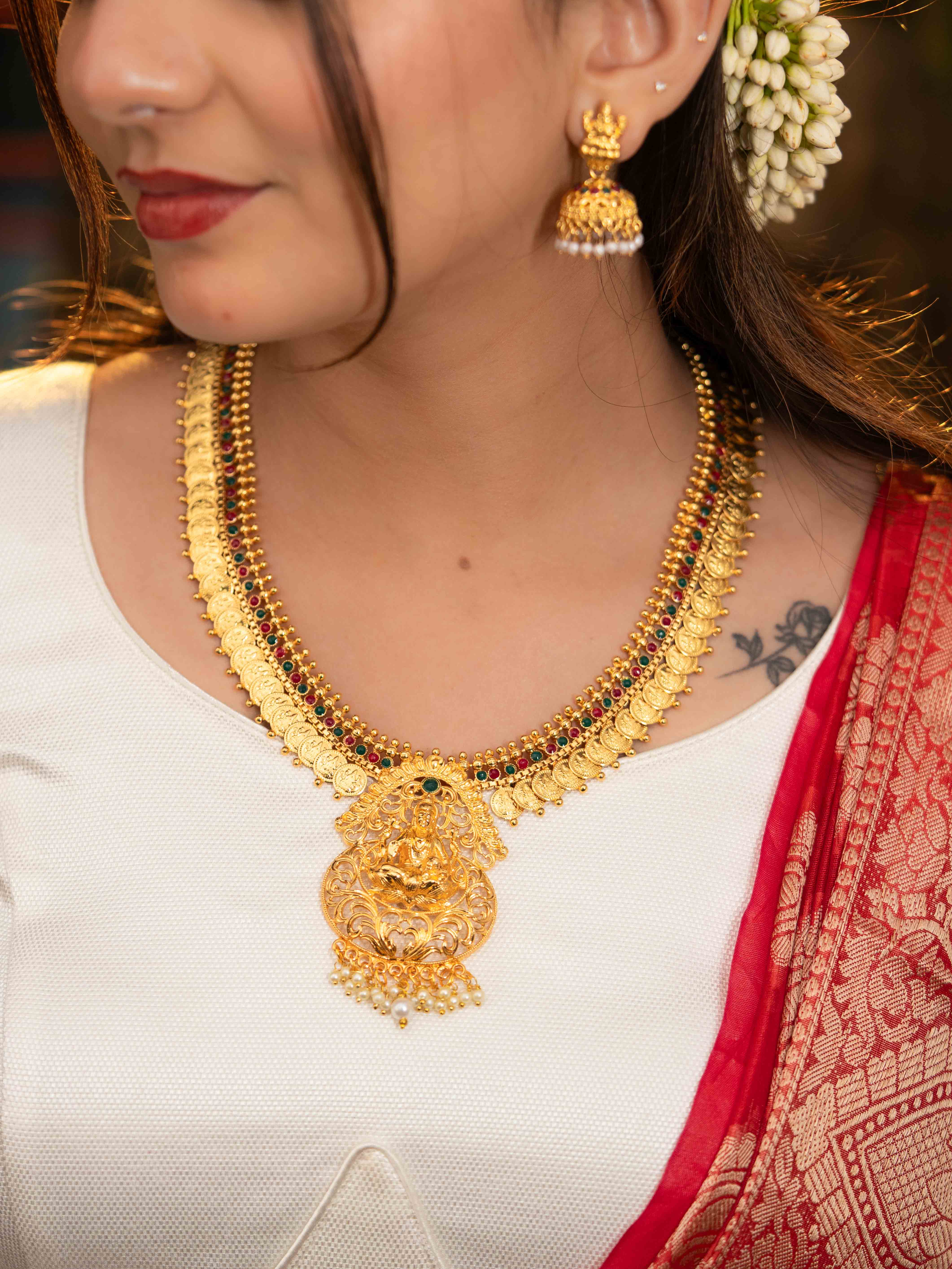 Lakshmika Temple Necklace set (Green)