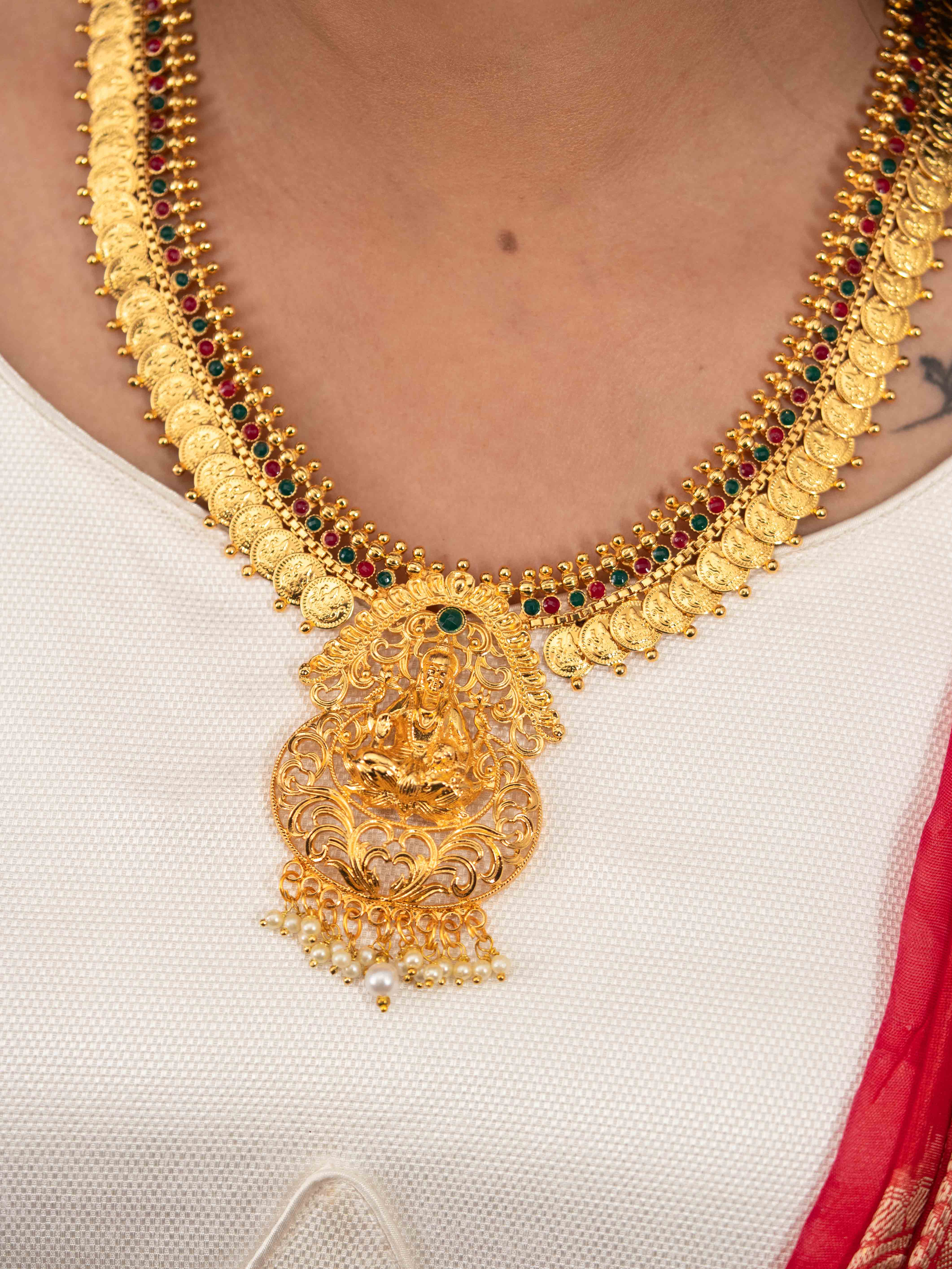 Lakshmika Temple Necklace set (Green)