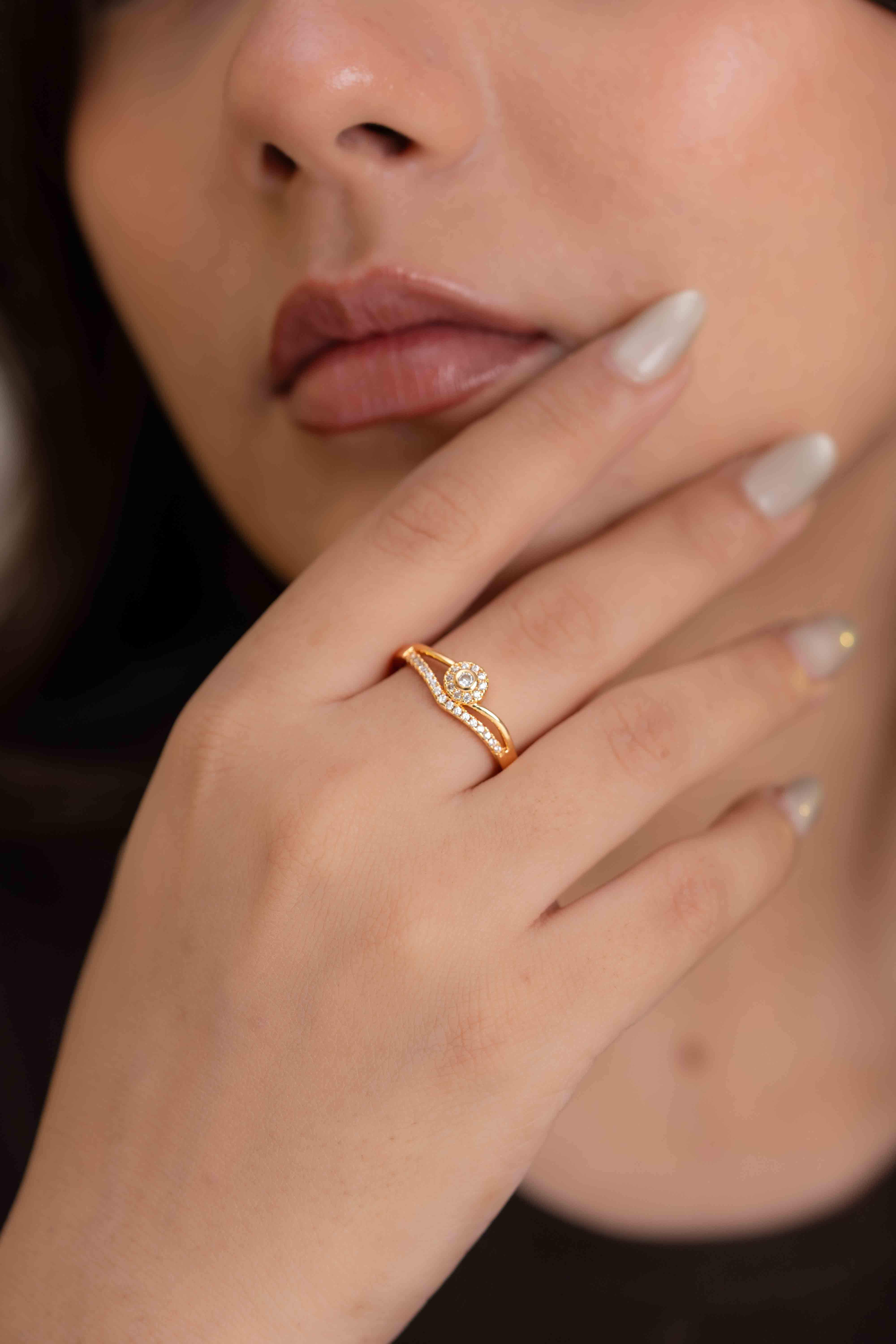 Crystal Swan Adjustable Ring