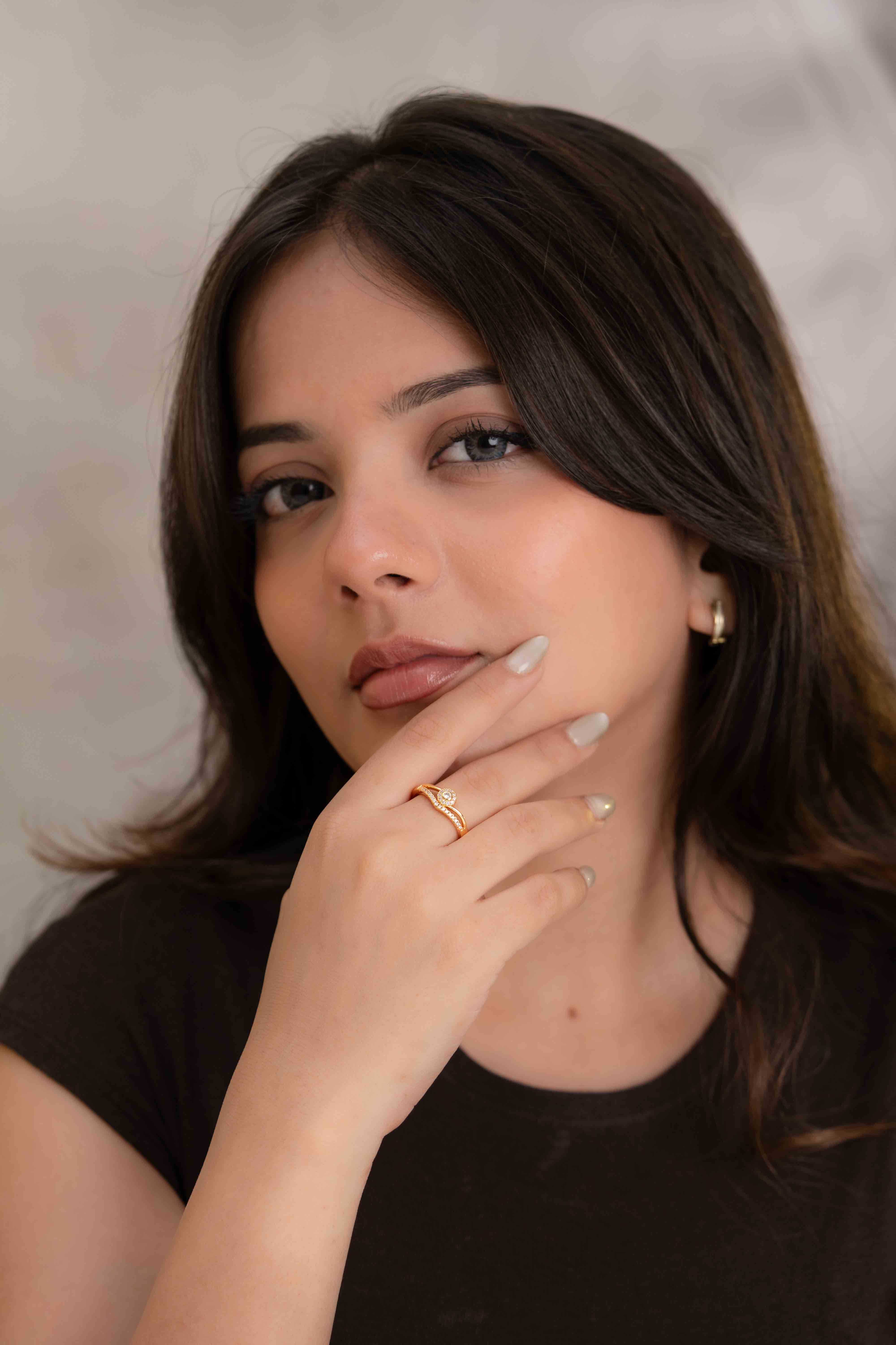 Crystal Swan Adjustable Ring