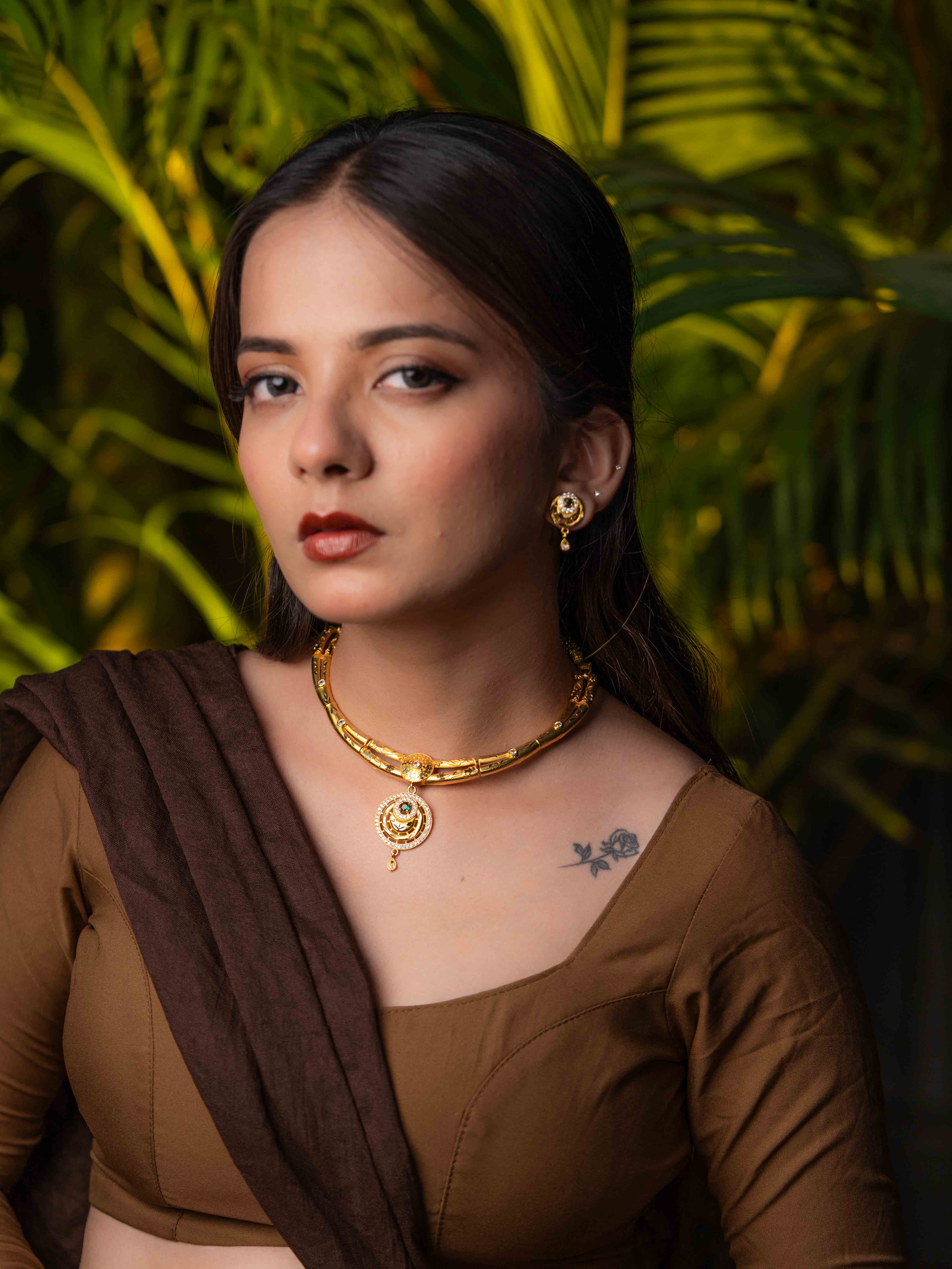 Yamini gold necklace set (Green)