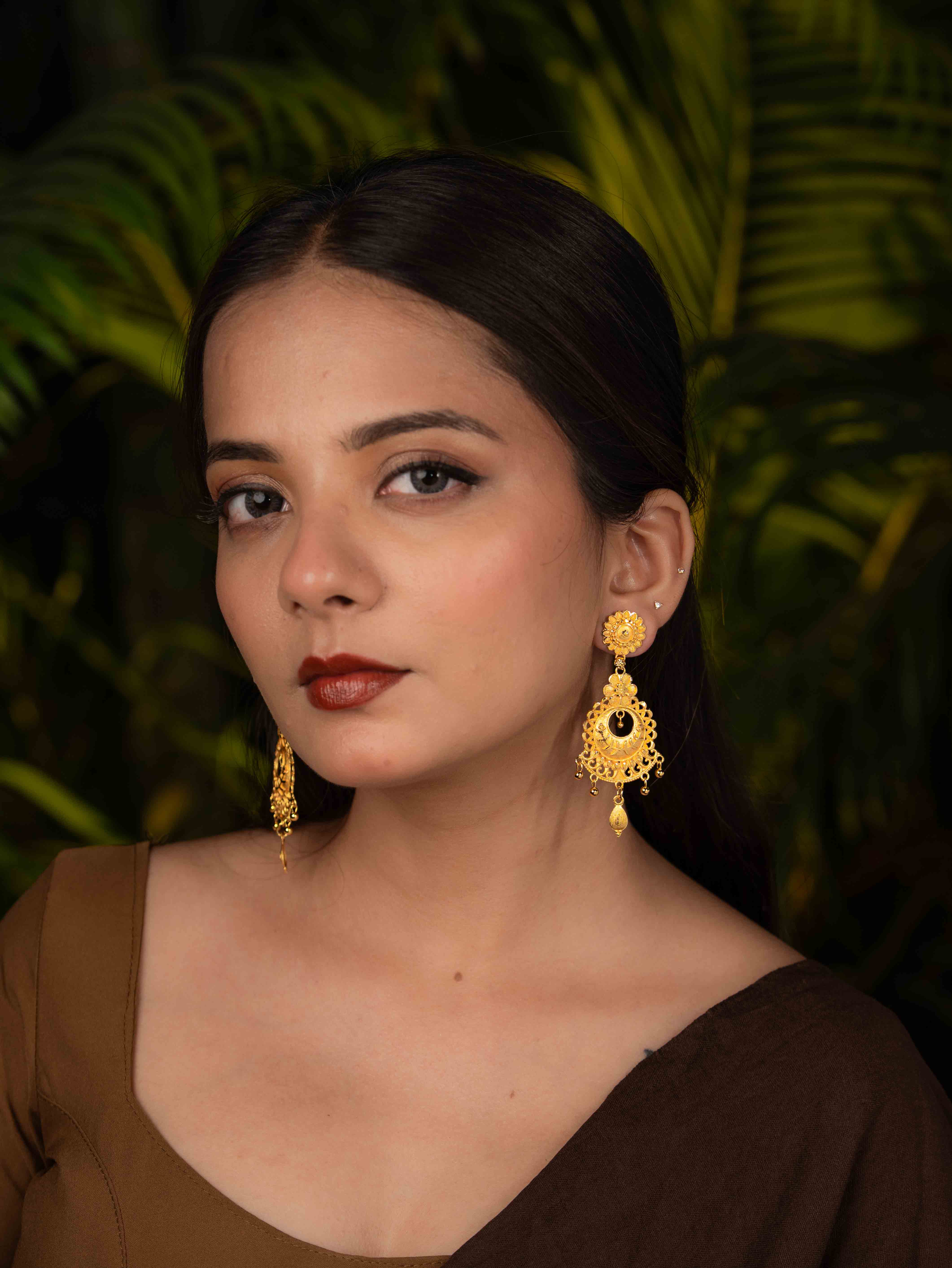 Kruti Long Gold Earrings