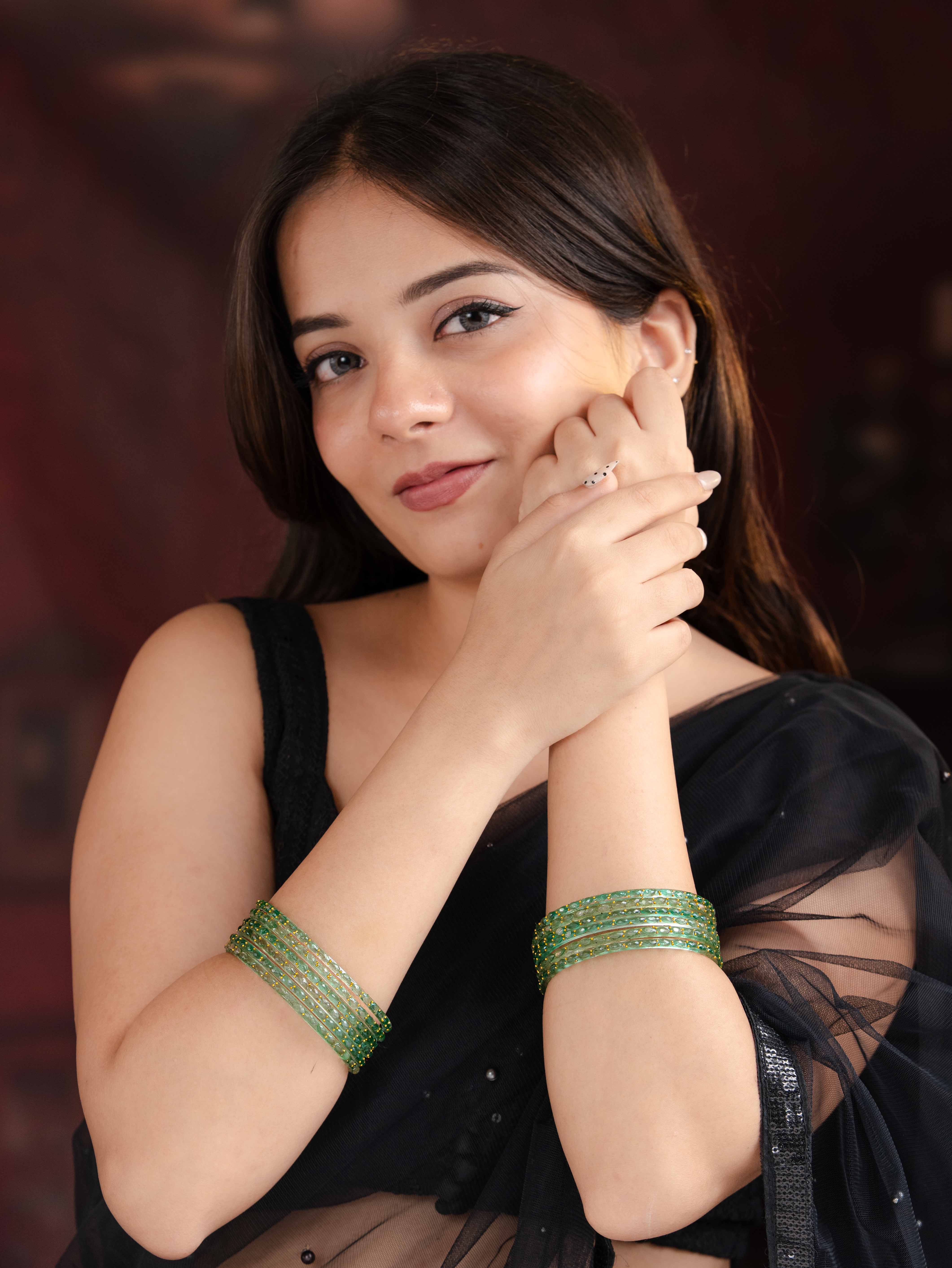 Harnoor Glass Bangle  ( Set of 12)